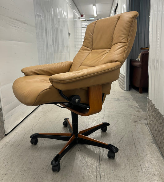Ekornes Stressless Mayfair Recliner Taupe Leather Office Desk Chair Pre-Loved