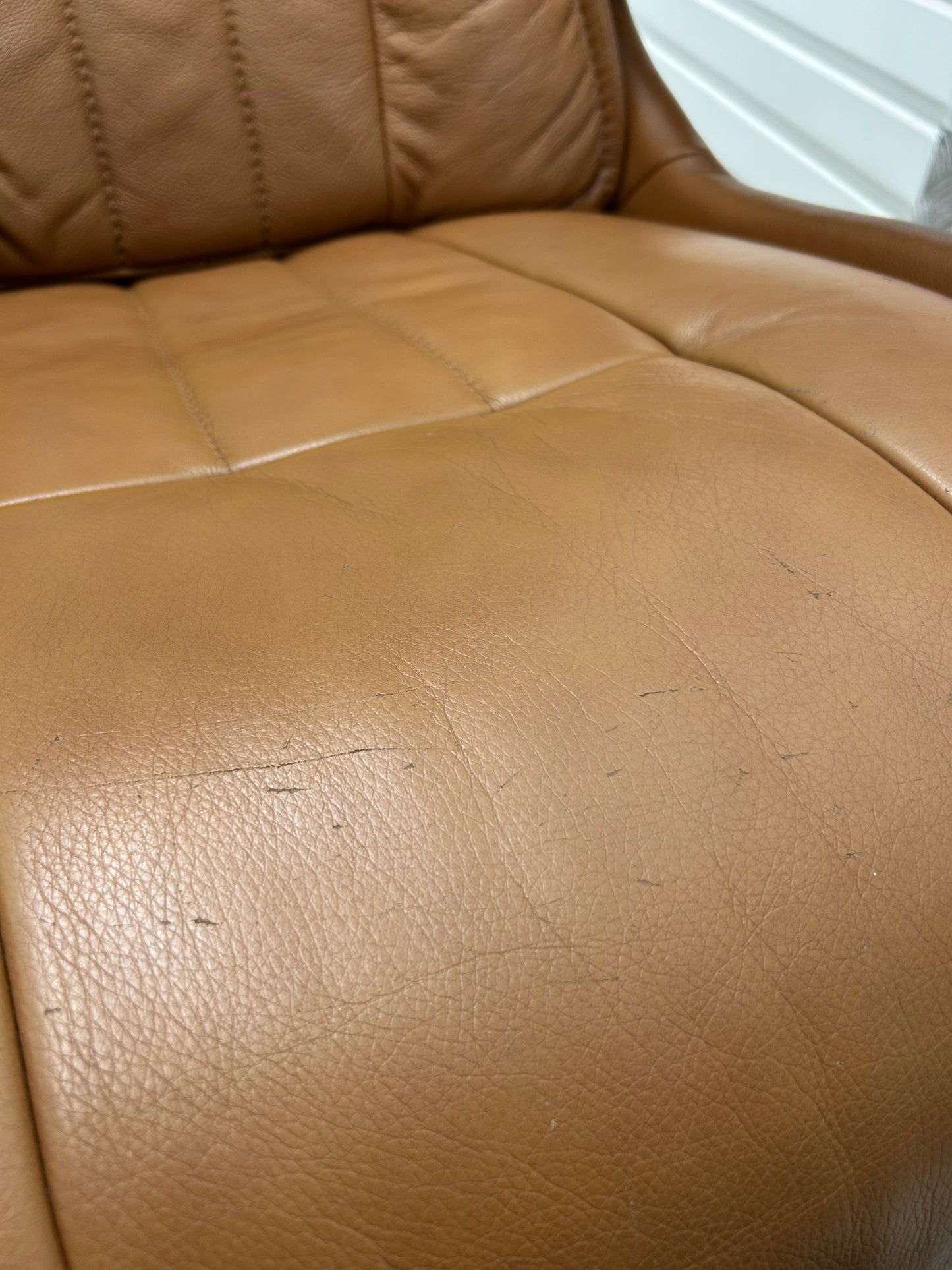 Himolla Mosel Midi Cognac Leather Recline & Swivel Chair Integrated Footrest Pre-Loved