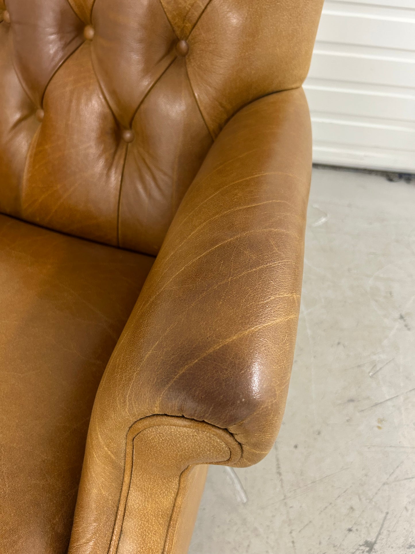 Laura Ashley Lancaster Tan Leather Armchair Pre-Loved
