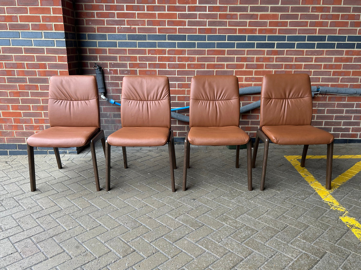 Set of 4 Ekornes Stressless Mint Low Back D100 Copper Paloma Leather Dining Chairs NEW