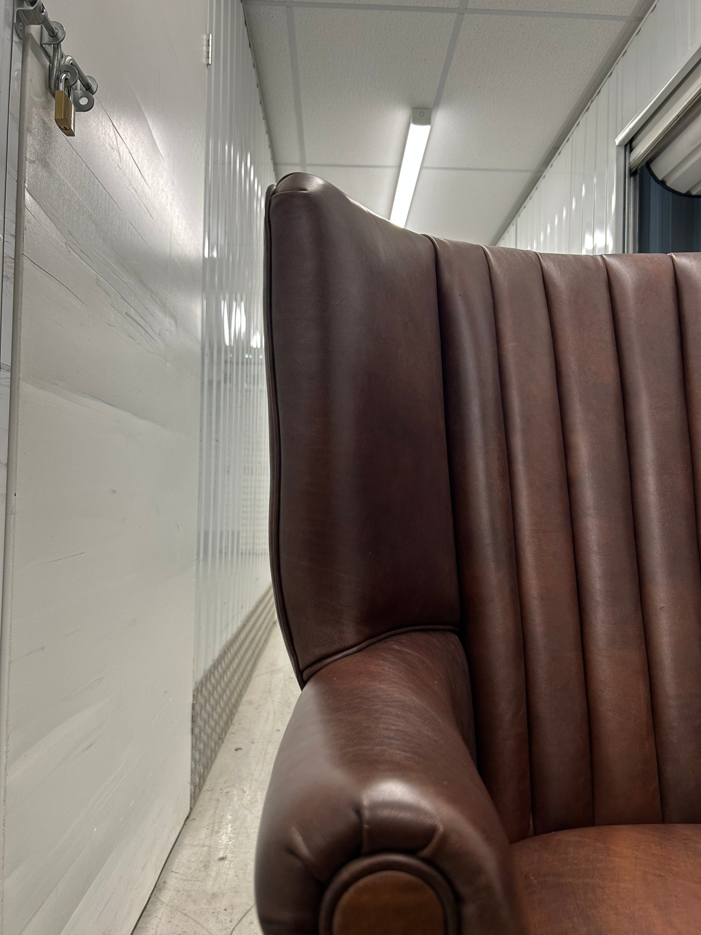 Barrel Back Brown Leather Armchair Pre-Loved