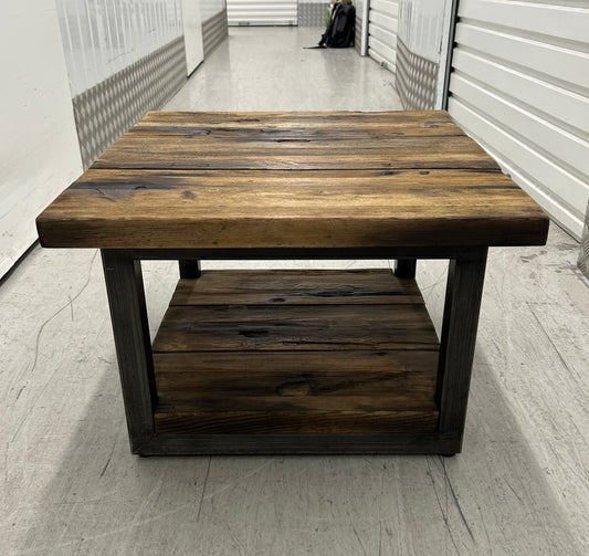 Timothy Oulton Reclaimed Wood & Industrial Metal Frame Axel Side Table