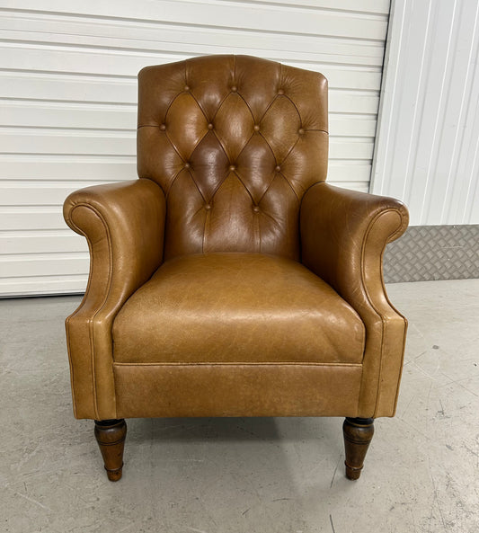 Laura Ashley Lancaster Tan Leather Armchair Pre-Loved