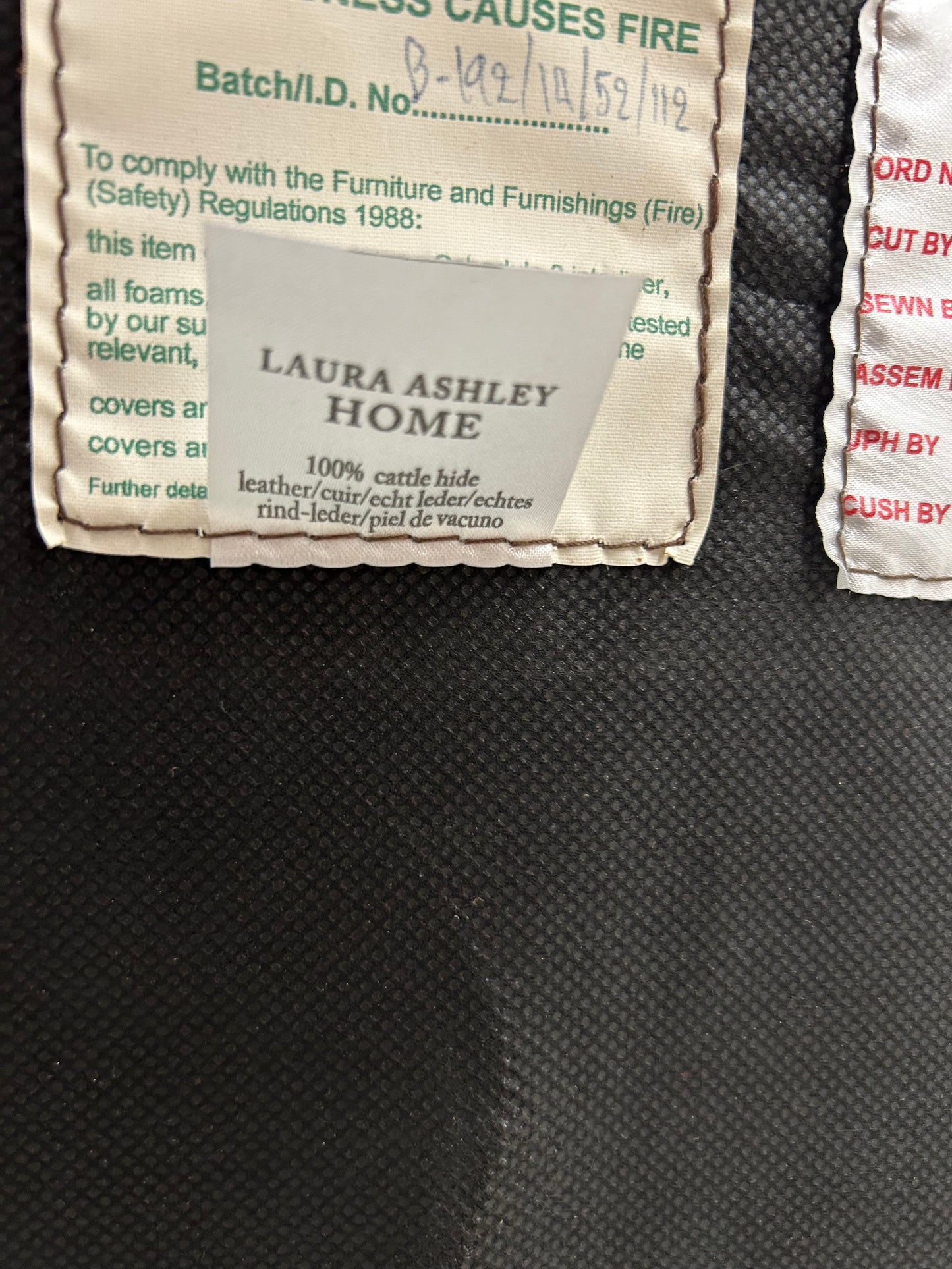 Laura Ashley Lancaster Tan Leather Armchairs Pair Pre-Loved