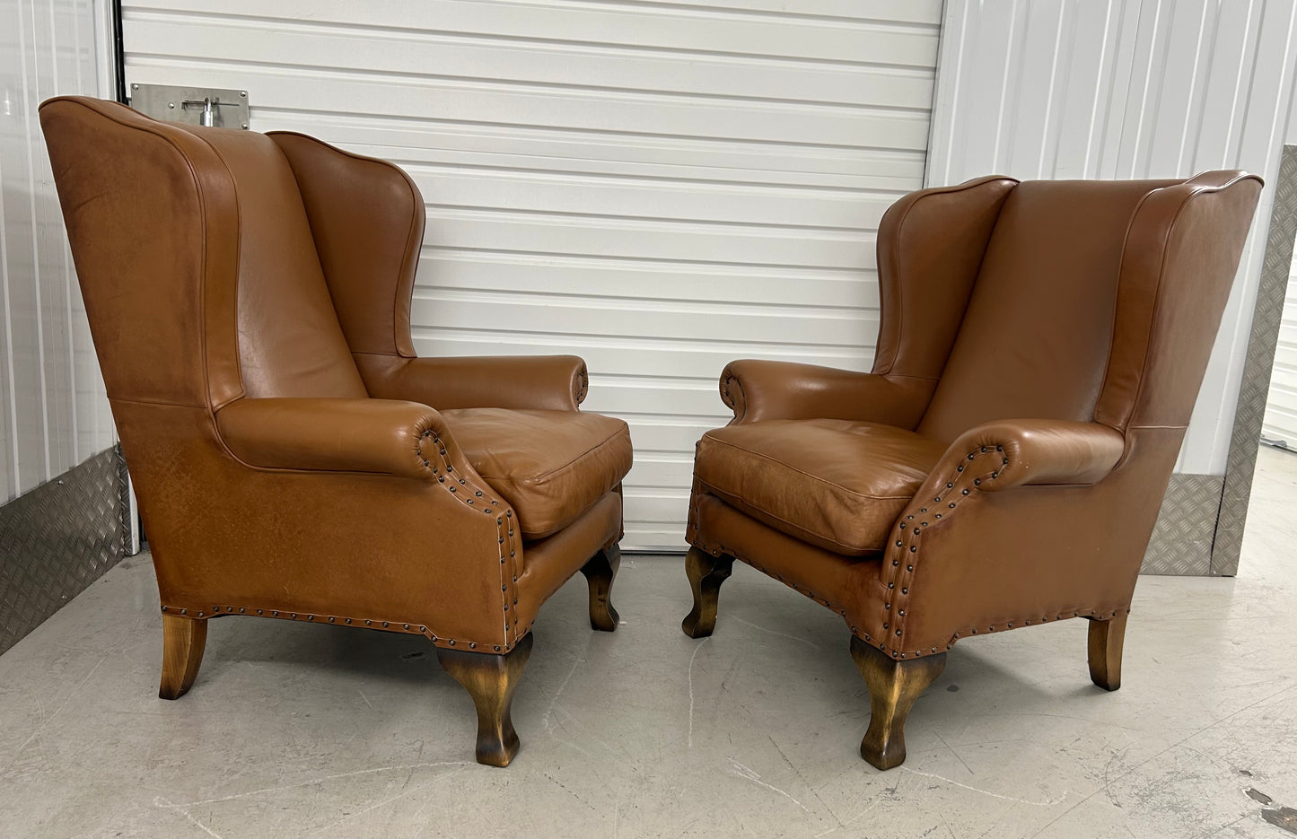 John Lewis Compton Leather Armchairs Pair Pre-Loved