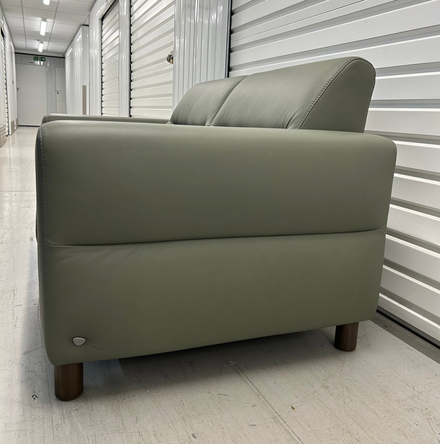 Ekornes Stressless Fiona Shadow Green Paloma Leather 2 Seater Sofa New (Ex Display)