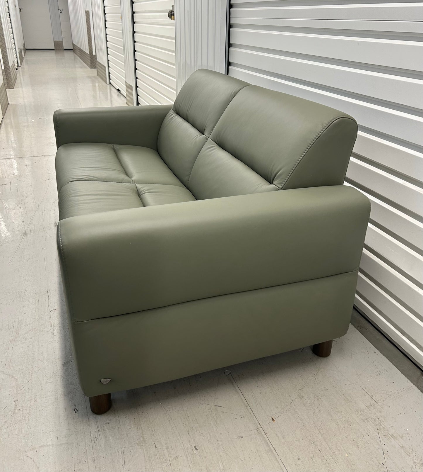 Ekornes Stressless Fiona Shadow Green Paloma Leather 2 Seater Sofa New (Ex Display)