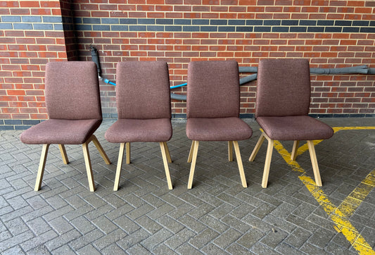 Set Of 4 Ekornes Stressless Laurel Low Back D200 Burgundy Fabric Dining Chairs Ex Display