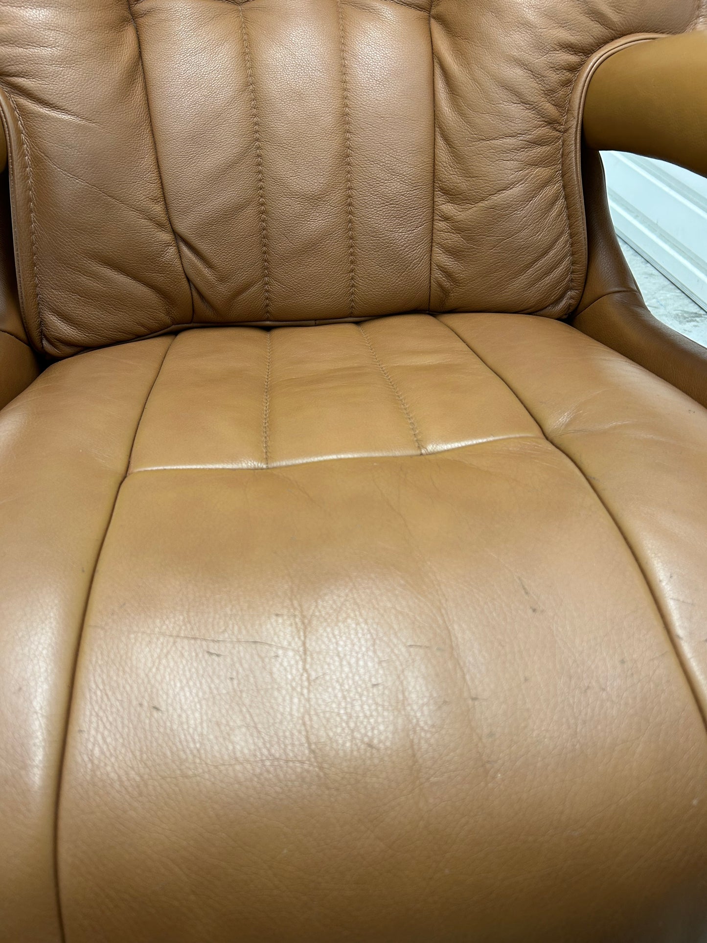Himolla Mosel Midi Cognac Leather Recline & Swivel Chair Integrated Footrest Pre-Loved