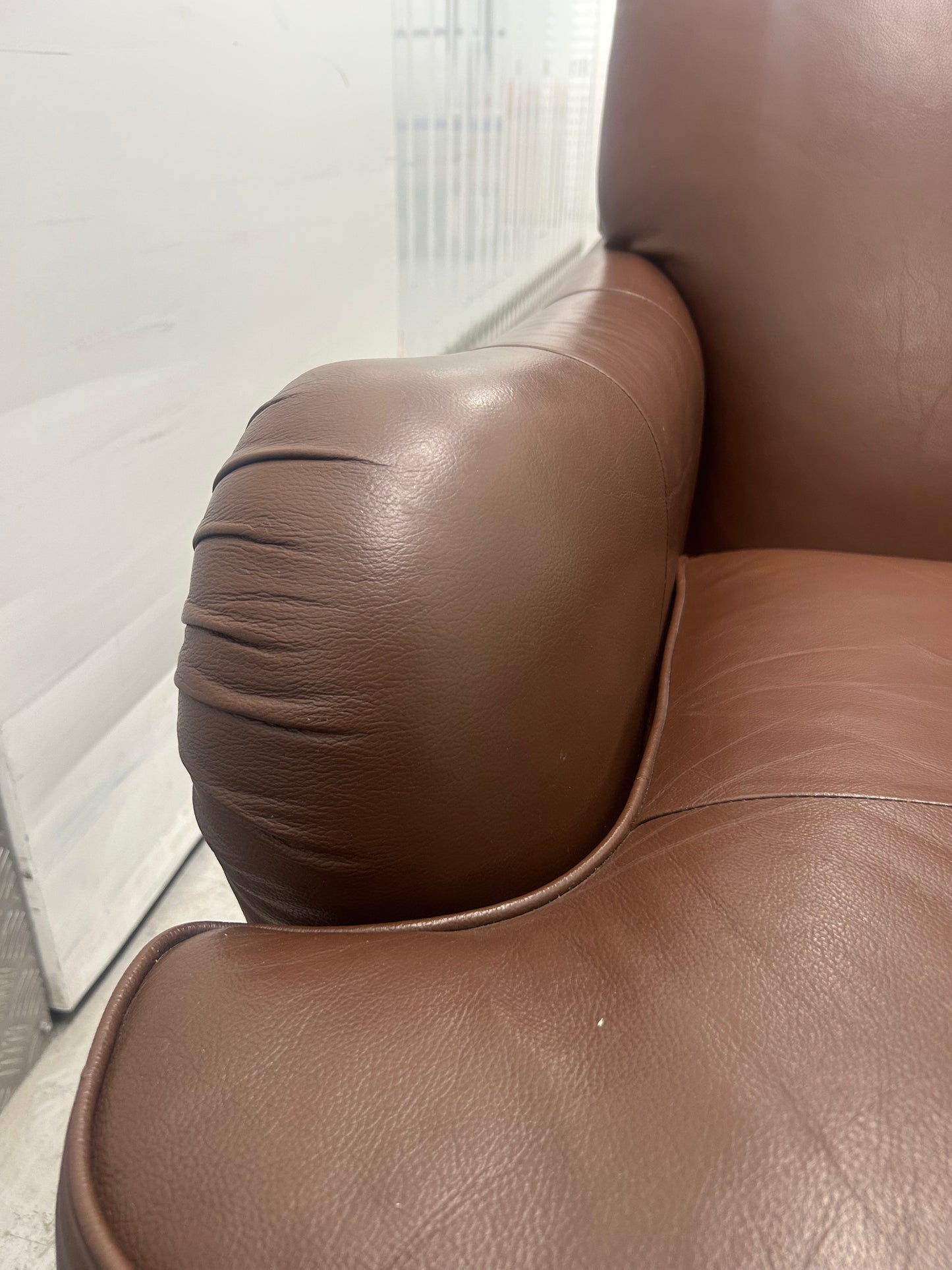 Marks & Spencer Brown Leather Howard Style Armchair & Footstool Pre-Loved