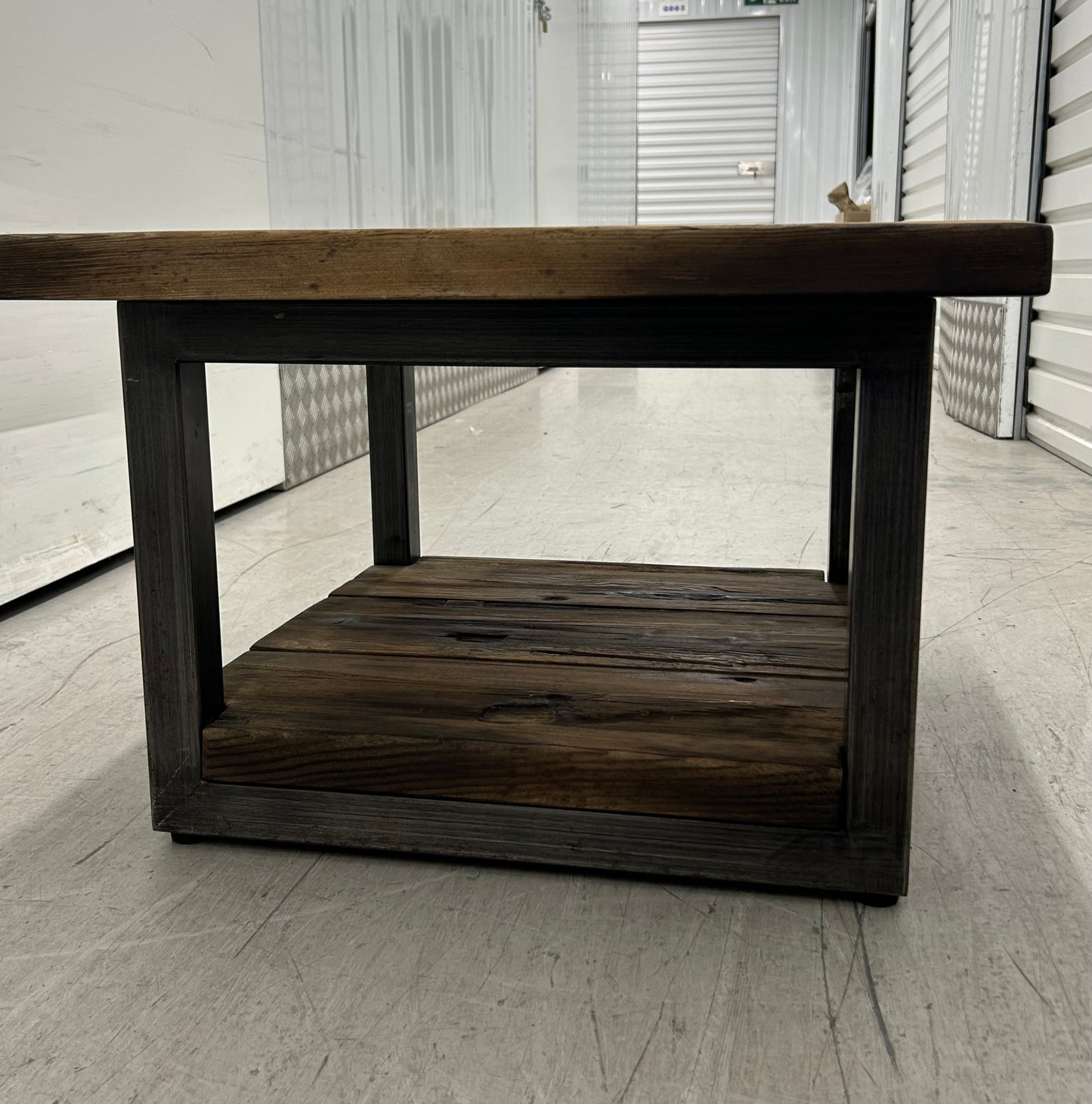 Timothy Oulton Reclaimed Wood & Industrial Metal Frame Axel Side Table