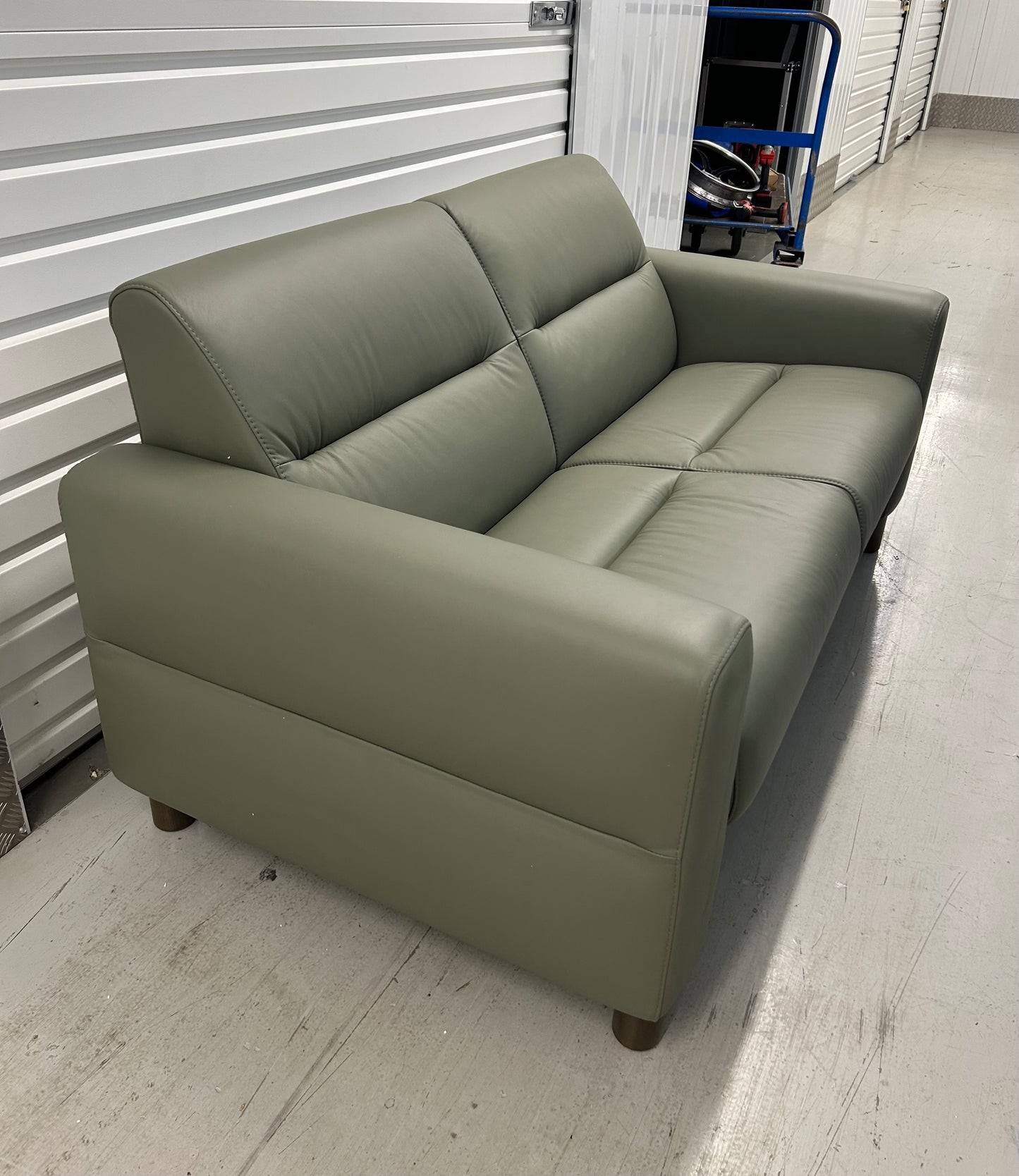 Ekornes Stressless Fiona Shadow Green Paloma Leather 2 Seater Sofa New (Ex Display)