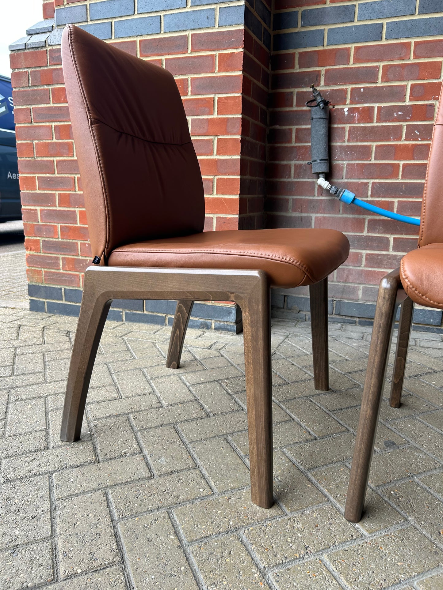 Set of 4 Ekornes Stressless Mint Low Back D100 Copper Paloma Leather Dining Chairs NEW