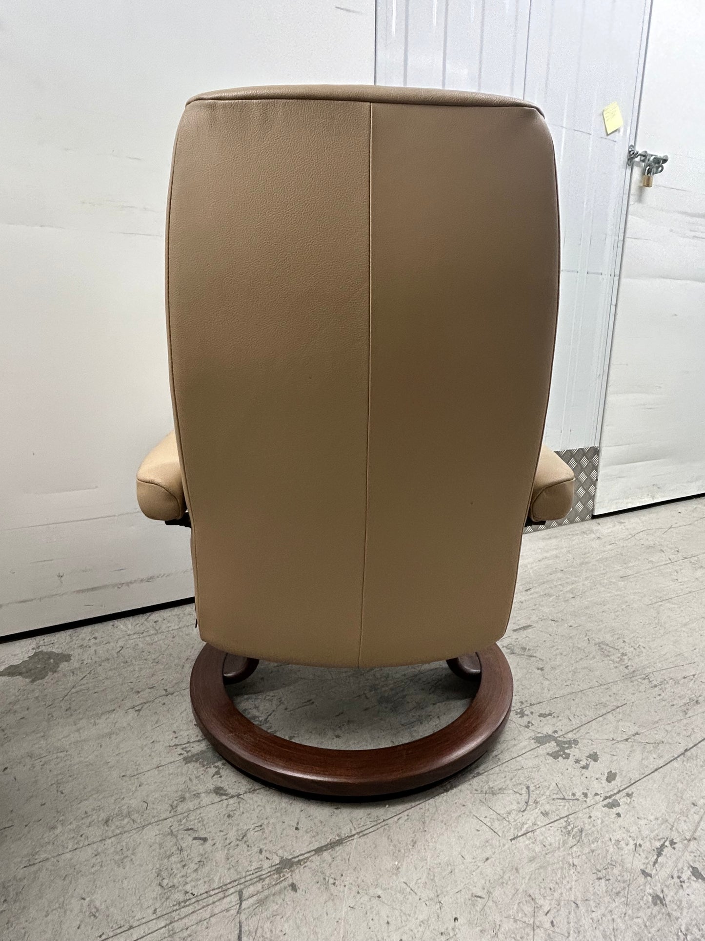 Ekornes Stressless Recline & Swivel Leather Chairs & Stool Pair Pre-Loved