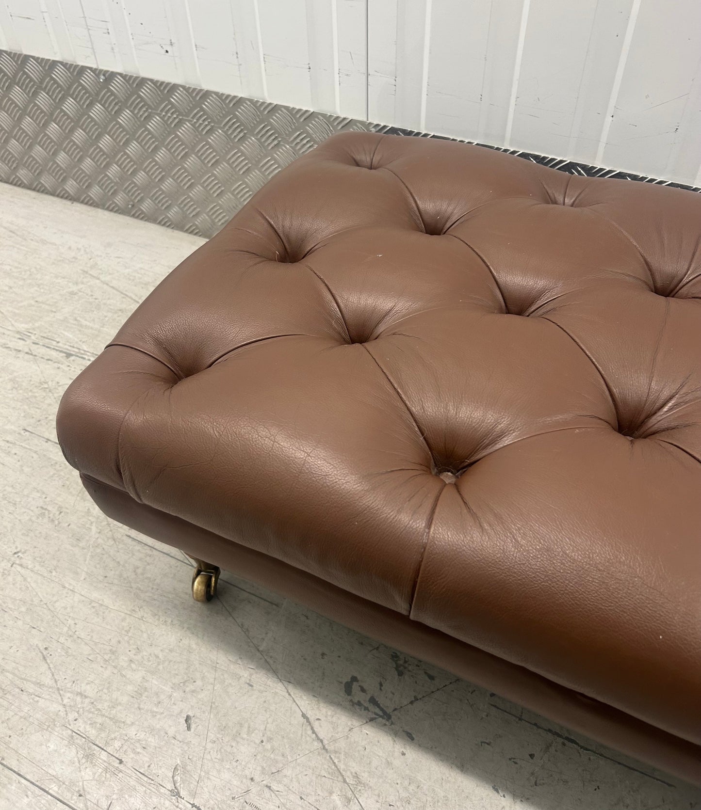 Marks & Spencer Brown Leather Howard Style Armchair & Footstool Pre-Loved