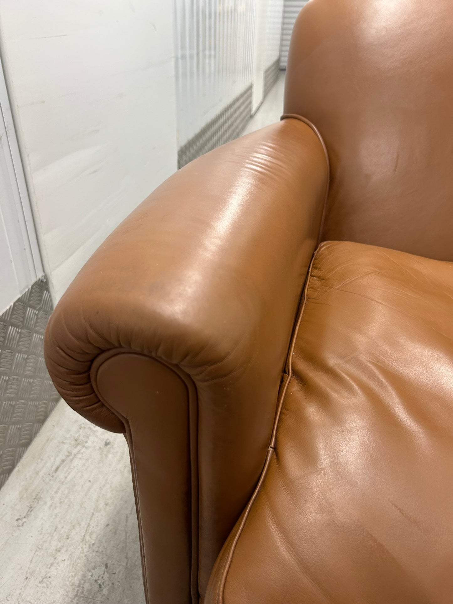 Laura Ashley Burlington Tan Leather Armchair Pre-Loved