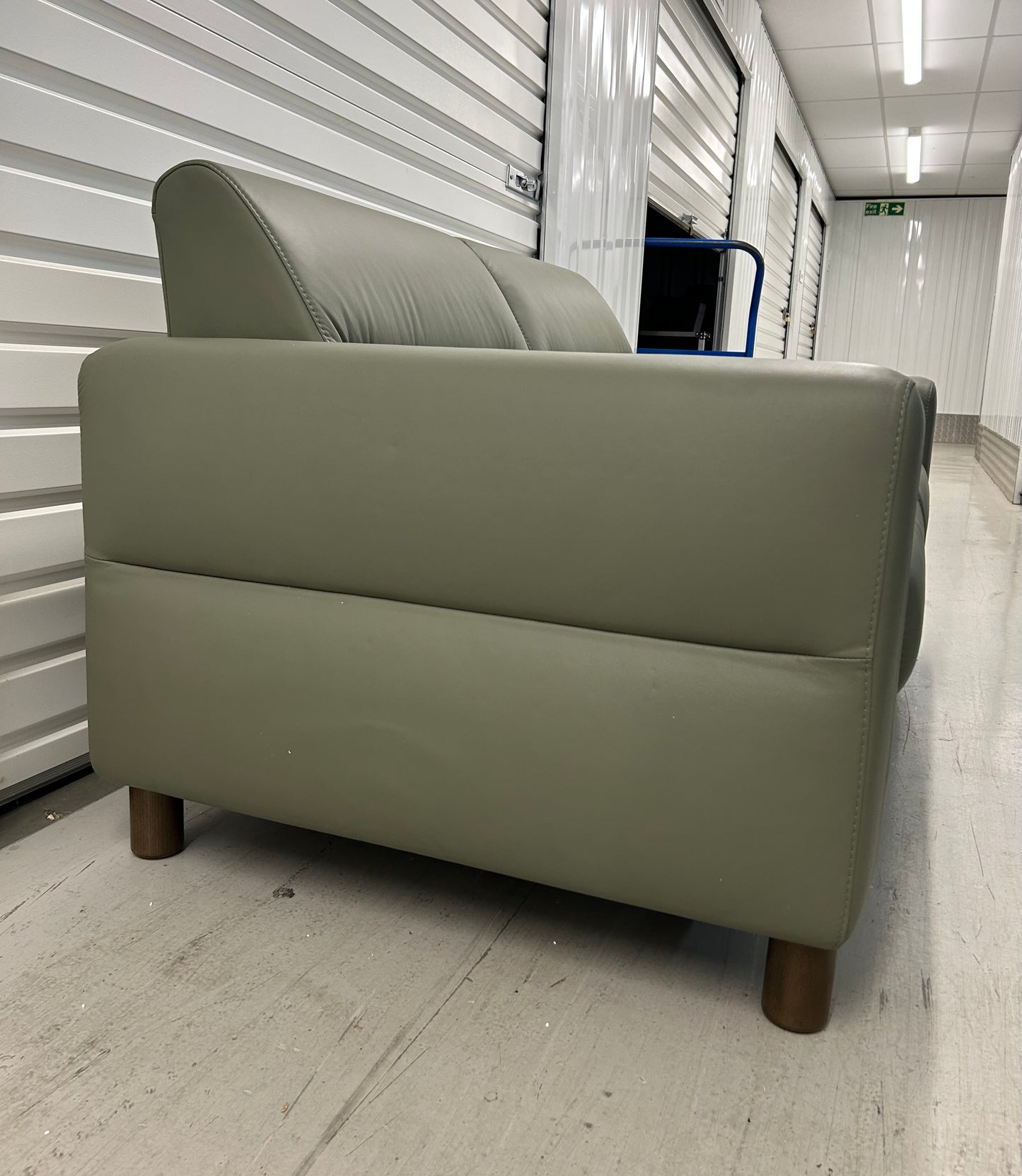 Ekornes Stressless Fiona Shadow Green Paloma Leather 2 Seater Sofa New (Ex Display)