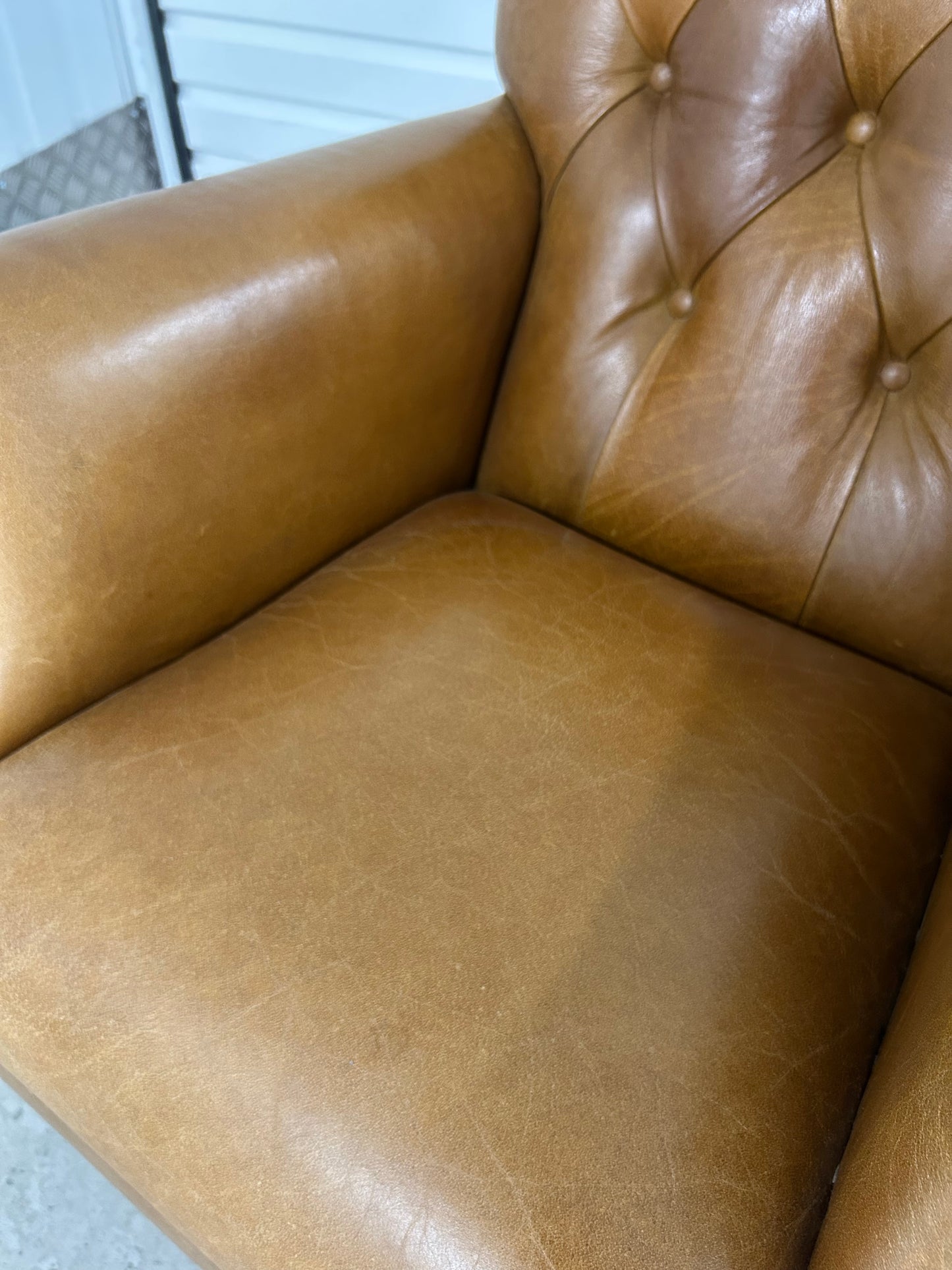 Laura Ashley Lancaster Tan Leather Armchair Pre-Loved