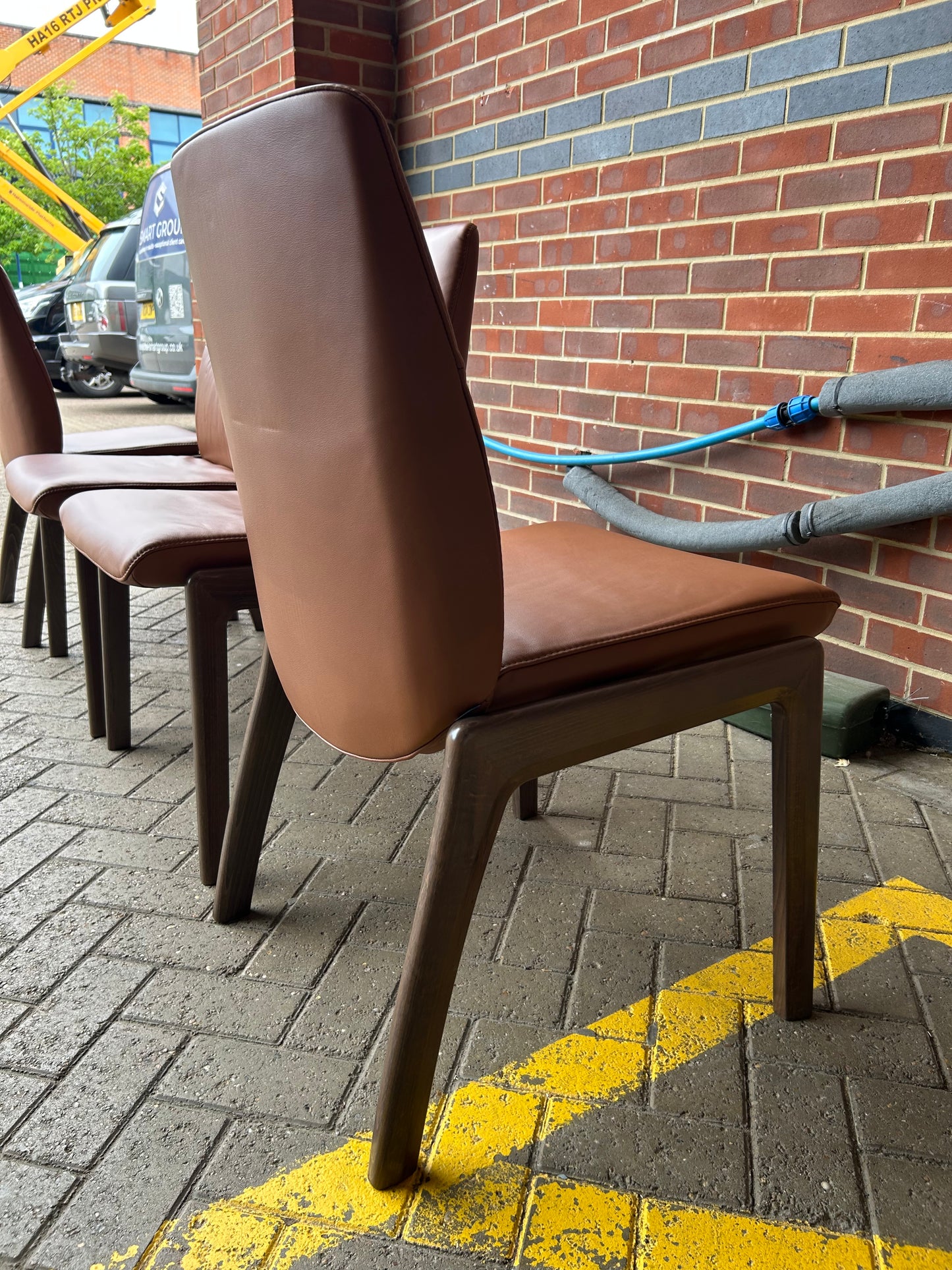Set of 4 Ekornes Stressless Mint Low Back D100 Copper Paloma Leather Dining Chairs NEW