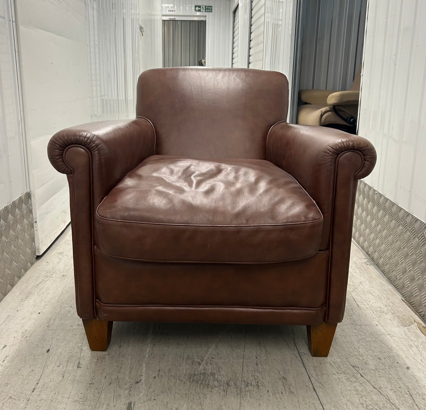 Laura Ashley Burlington Brown Leather Armchair Pre-Loved