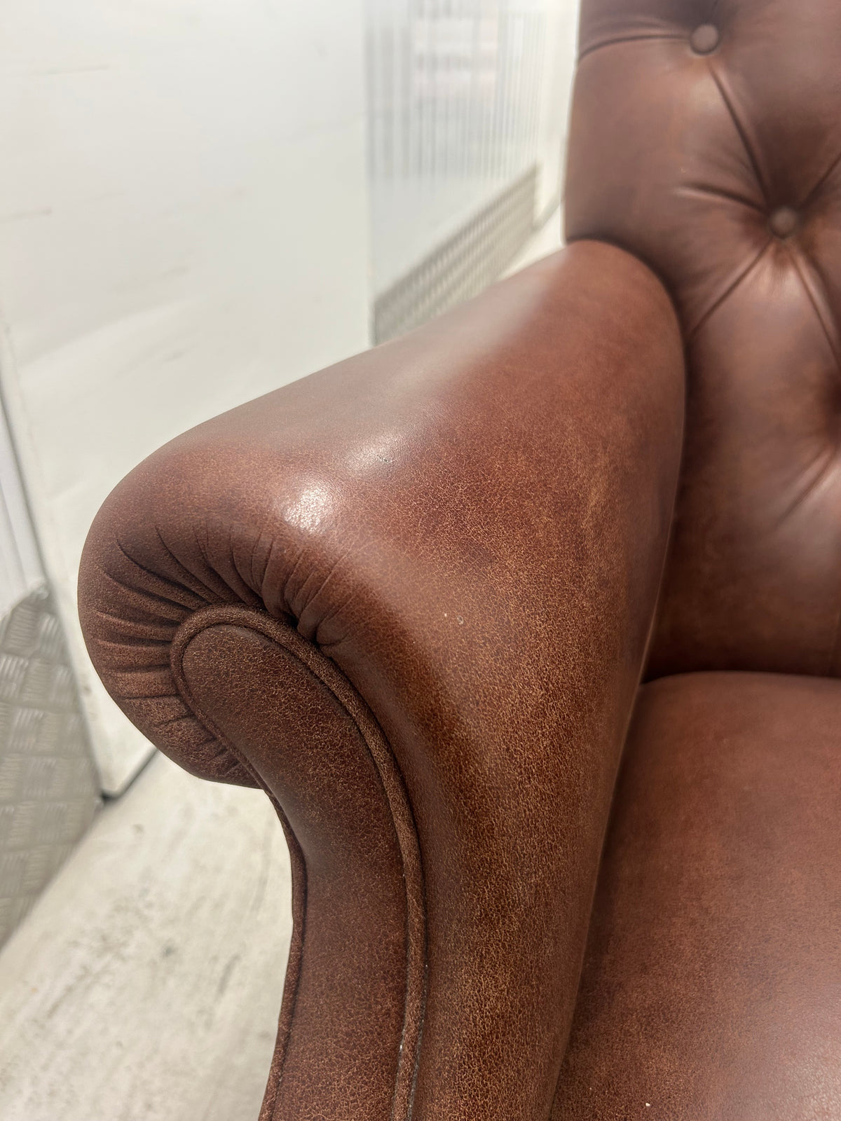 Laura Ashley Lancaster Brown Leather Armchair Pre-Loved