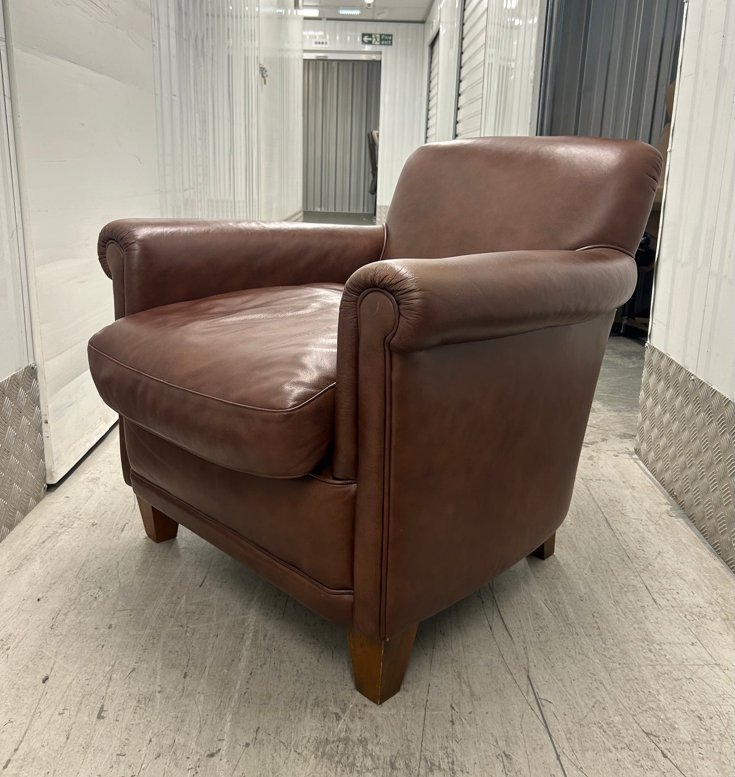 Laura Ashley Burlington Brown Leather Armchair Pre-Loved