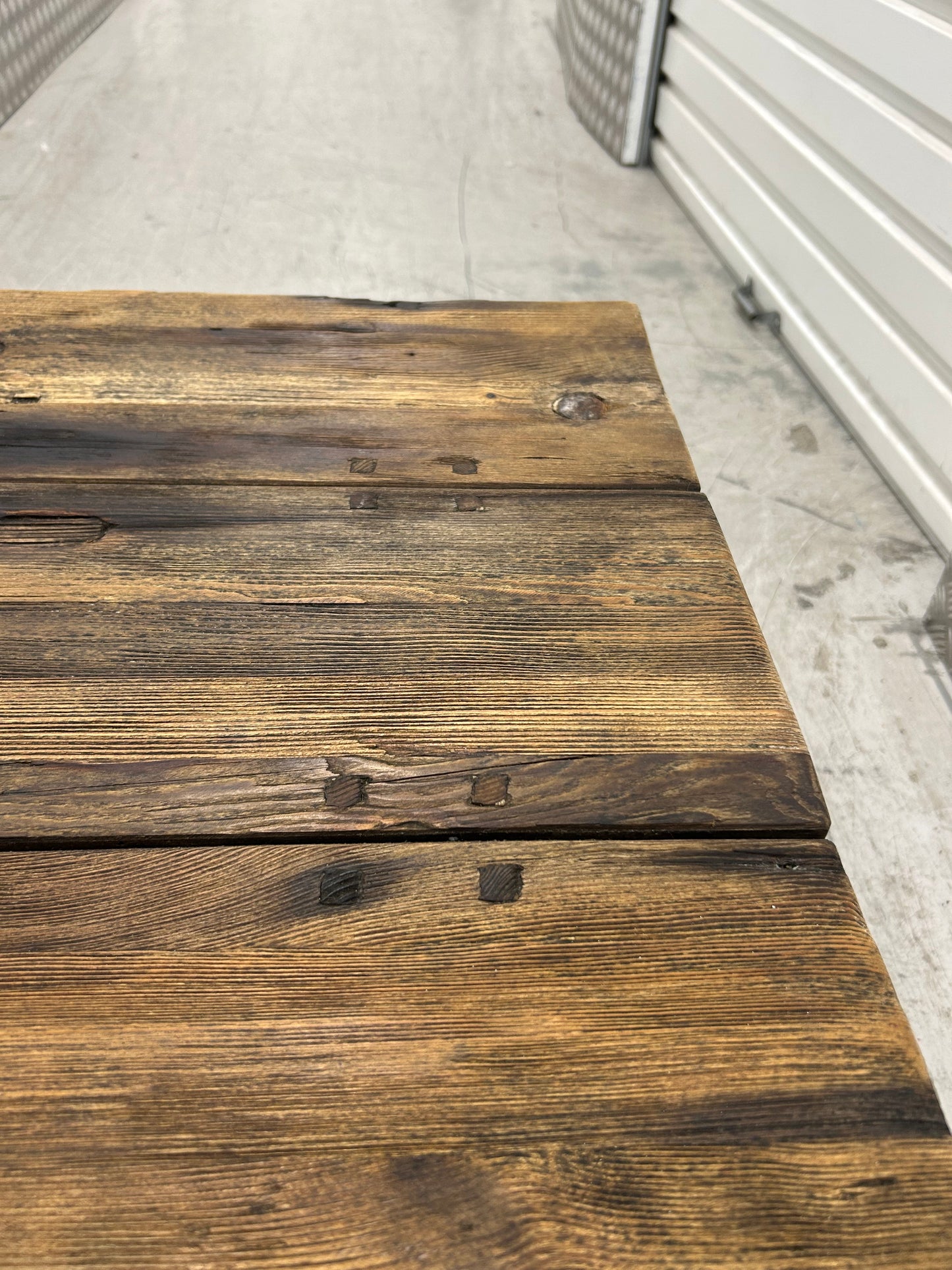 Timothy Oulton Reclaimed Wood & Industrial Metal Frame Axel Side Table