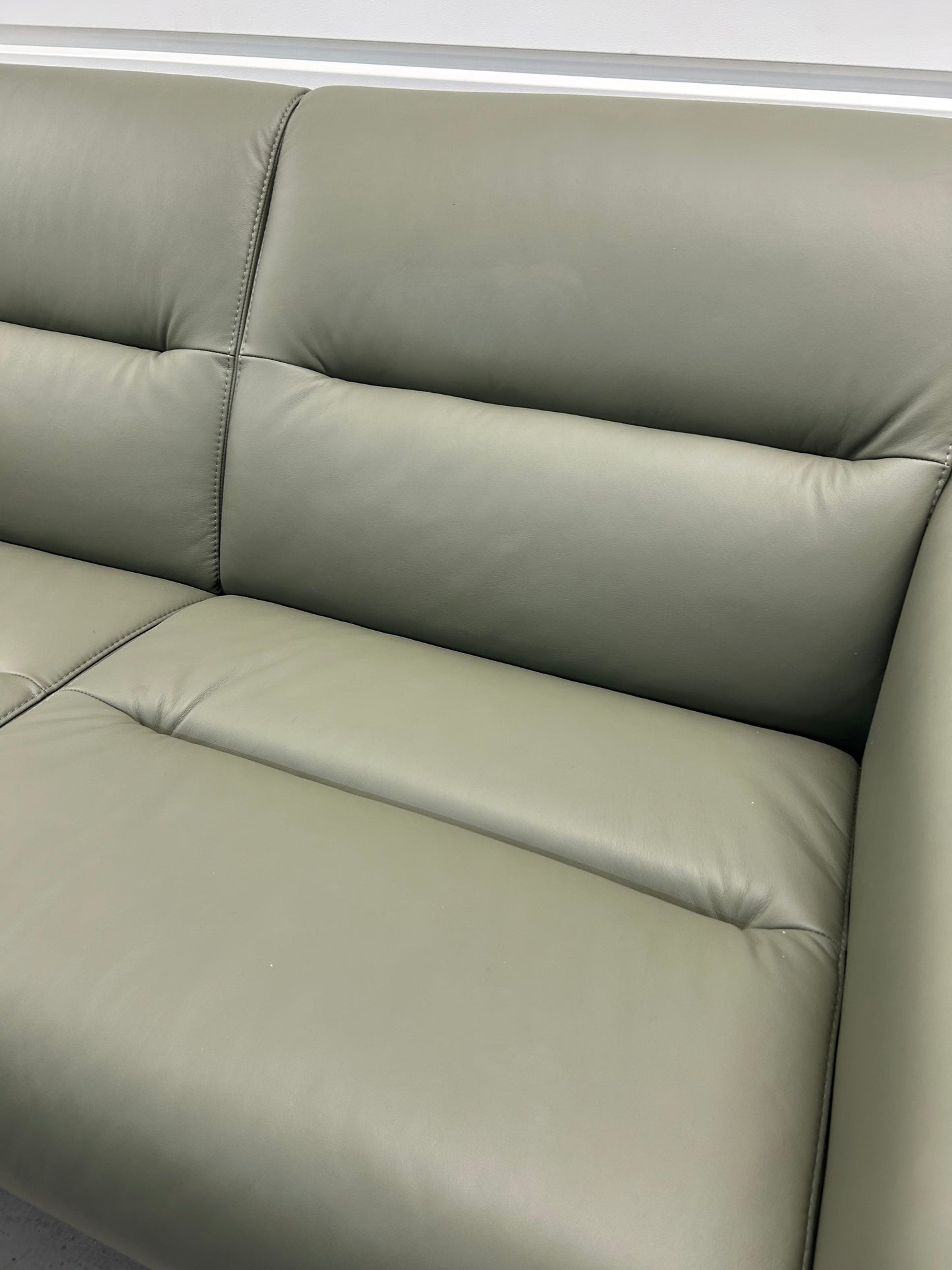 Ekornes Stressless Fiona Shadow Green Paloma Leather 2 Seater Sofa New (Ex Display)