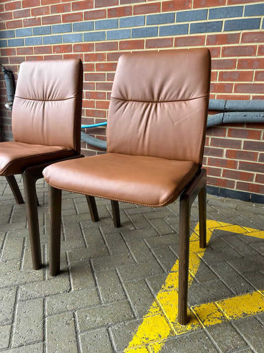 Set of 4 Ekornes Stressless Mint Low Back D100 Copper Paloma Leather Dining Chairs NEW