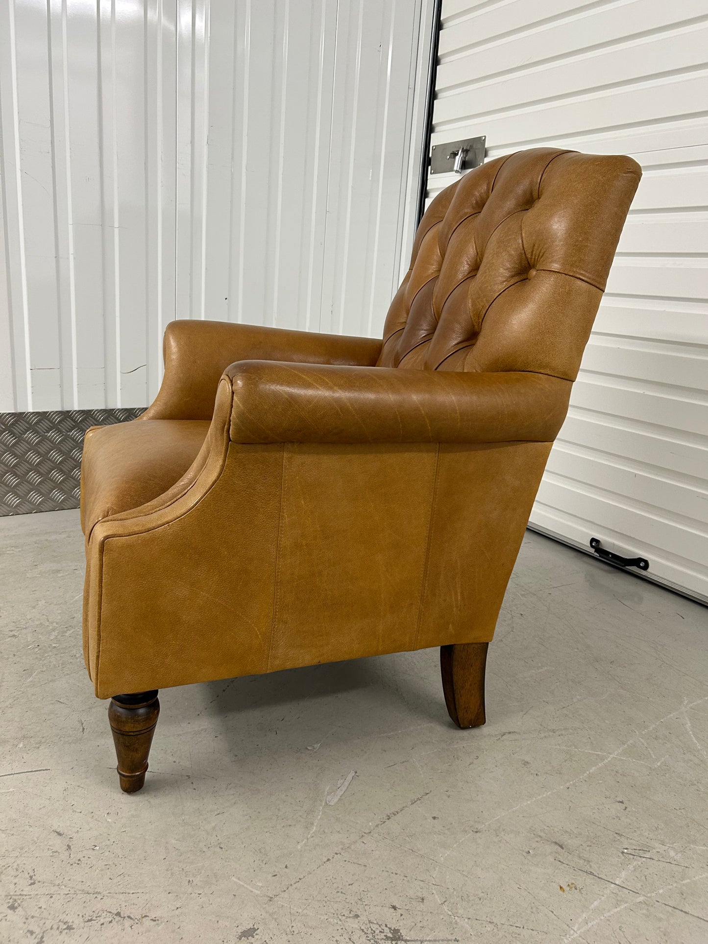 Laura Ashley Lancaster Tan Leather Armchair Pre-Loved