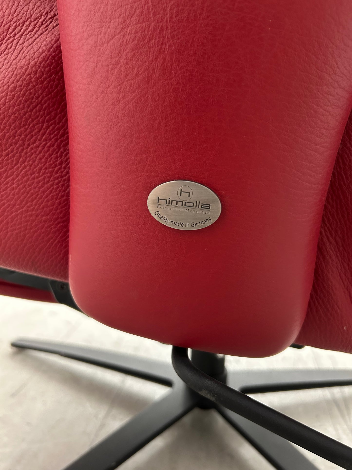 Himolla Red Leather Recline & Swivel Armchair With Integrated Footrest Pre-Loved