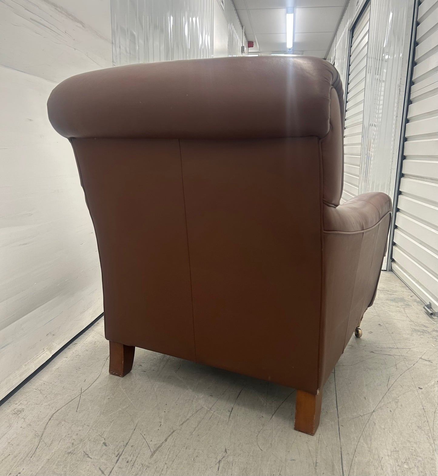 Marks & Spencer Brown Leather Howard Style Armchair & Footstool Pre-Loved