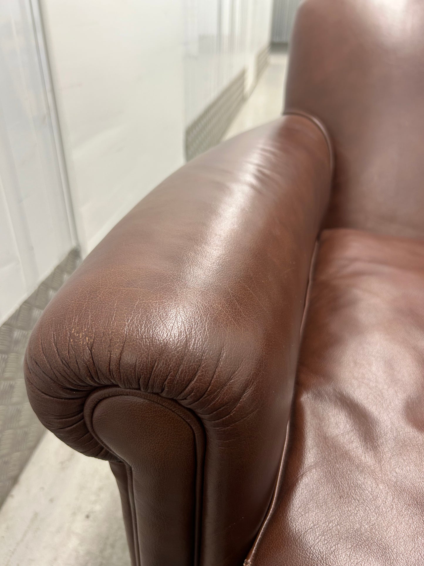 Laura Ashley Burlington Brown Leather Armchair Pre-Loved