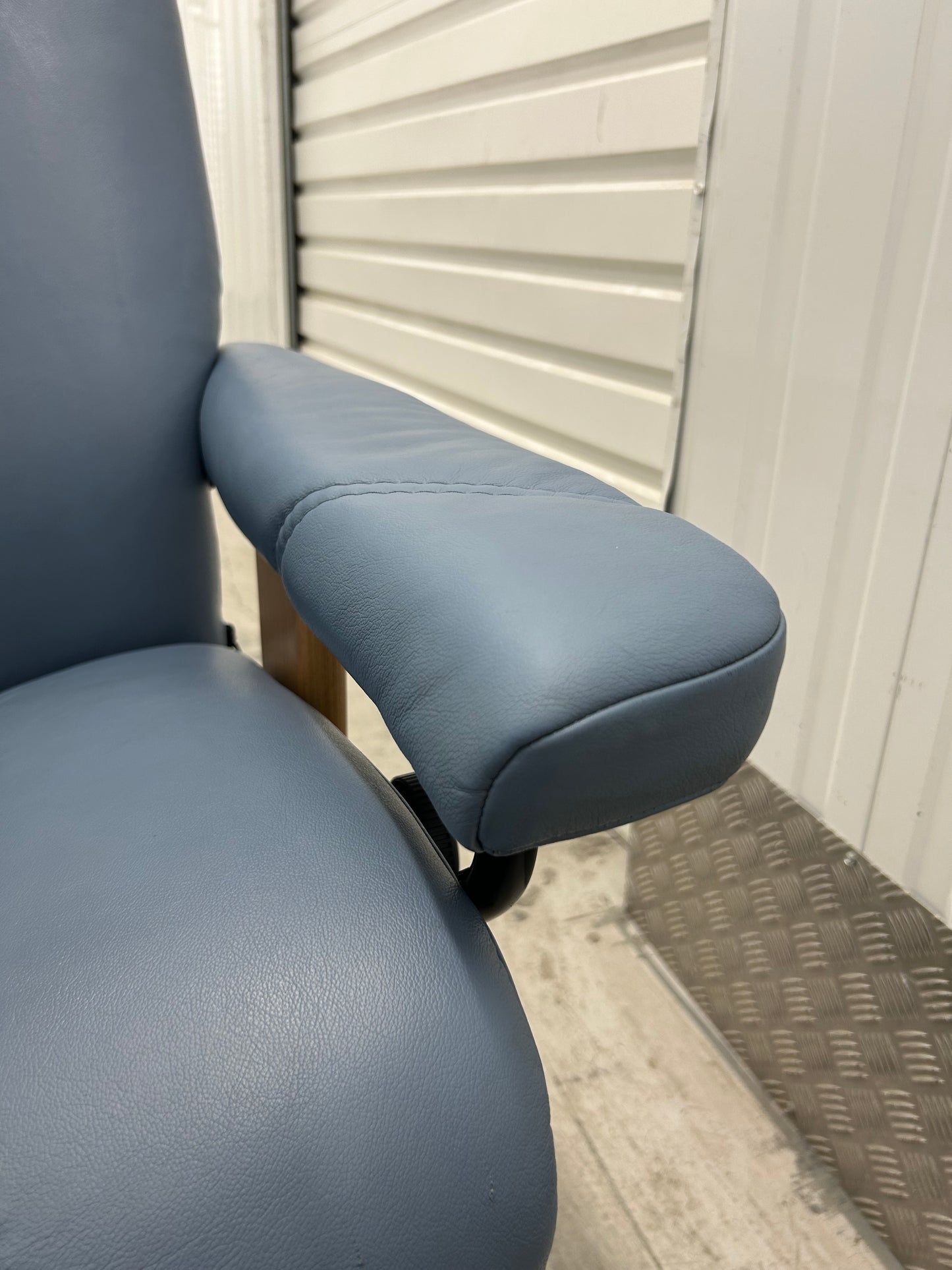 Ekornes Stressless Consul Recliner Sparrow Blue Leather Office Desk Chair Pre-Loved