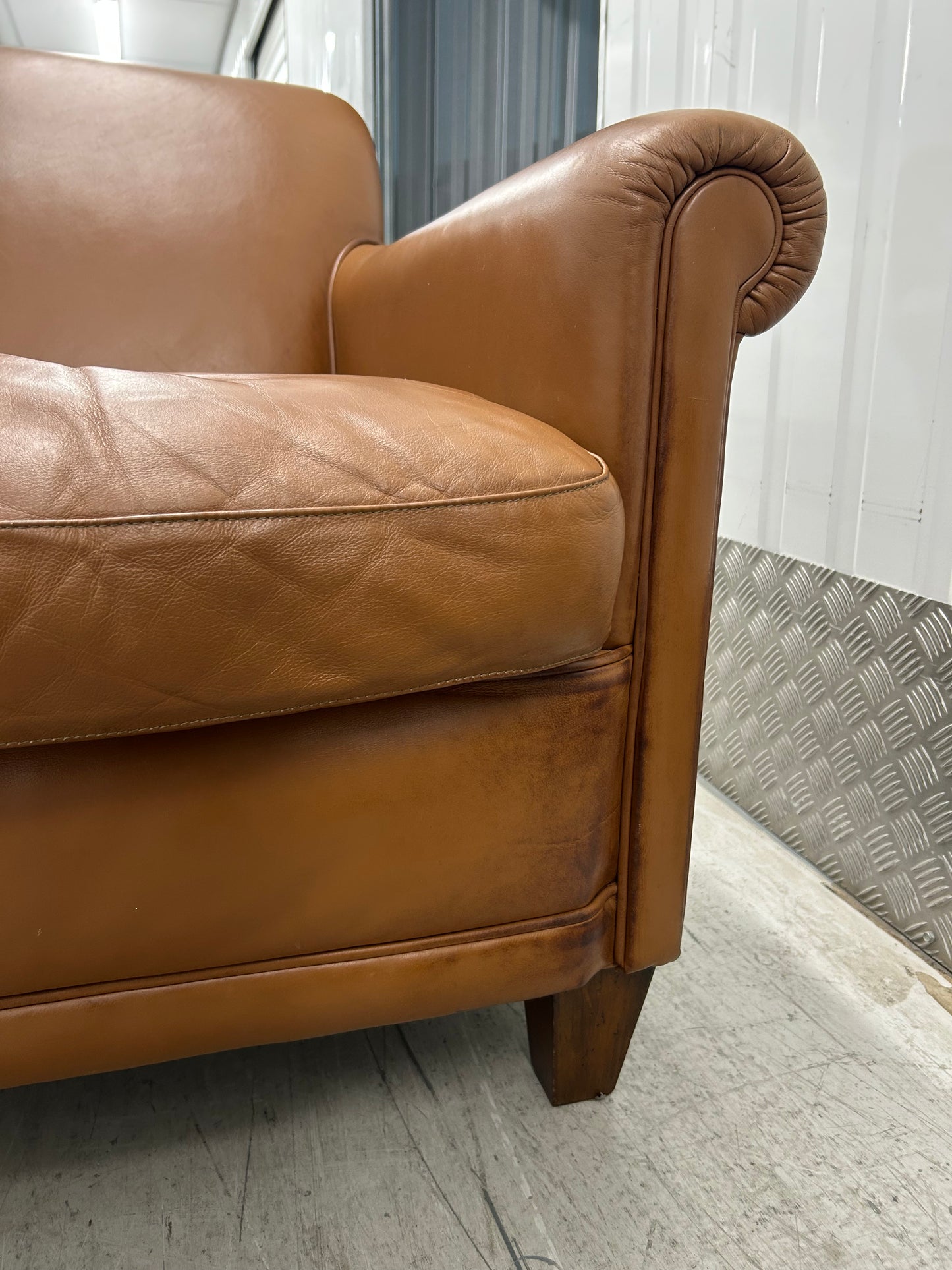 Laura Ashley Burlington Tan Leather Armchair Pre-Loved
