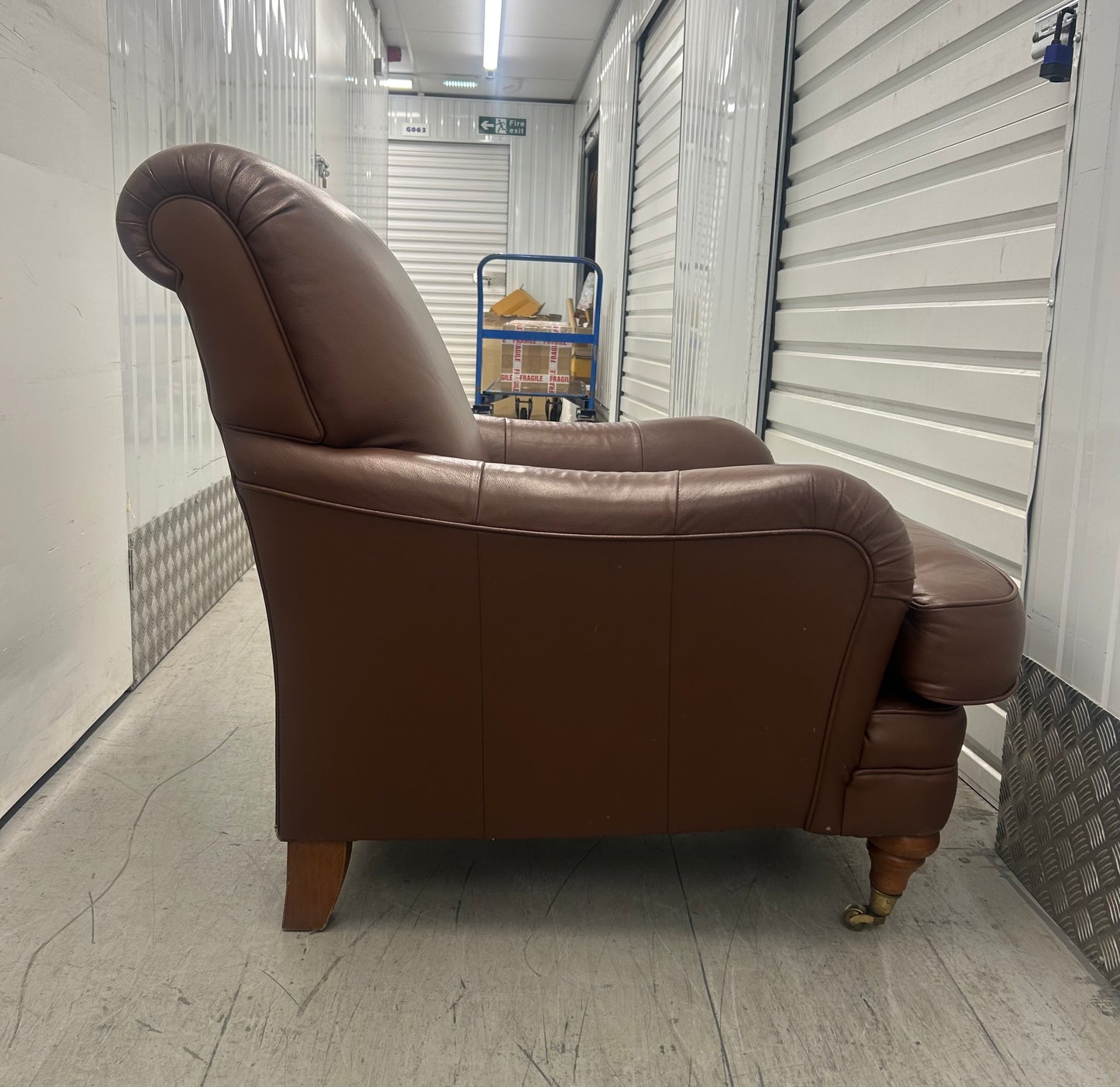 Marks & Spencer Brown Leather Howard Style Armchair & Footstool Pre-Loved
