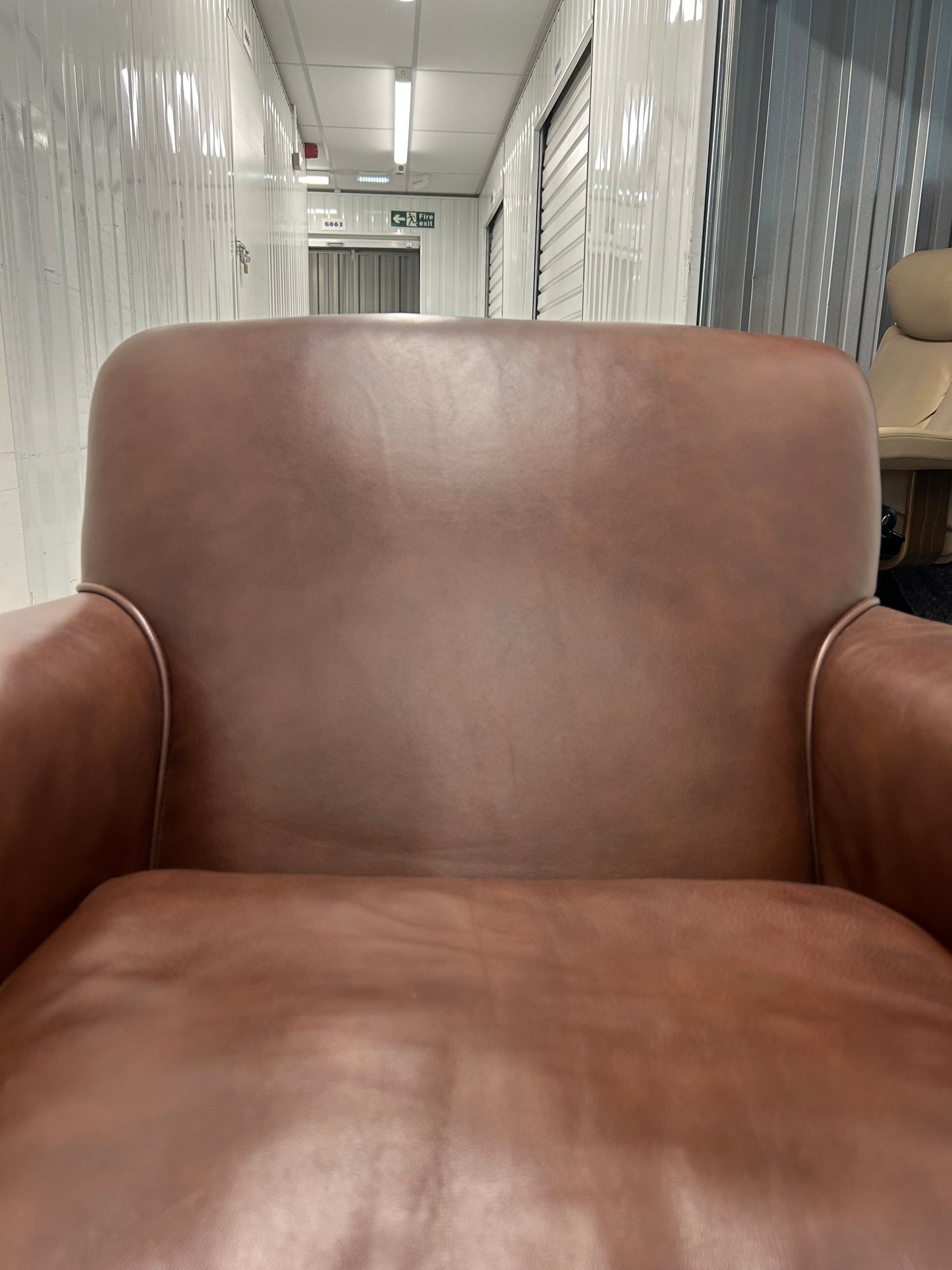 Laura Ashley Burlington Brown Leather Armchair Pre-Loved