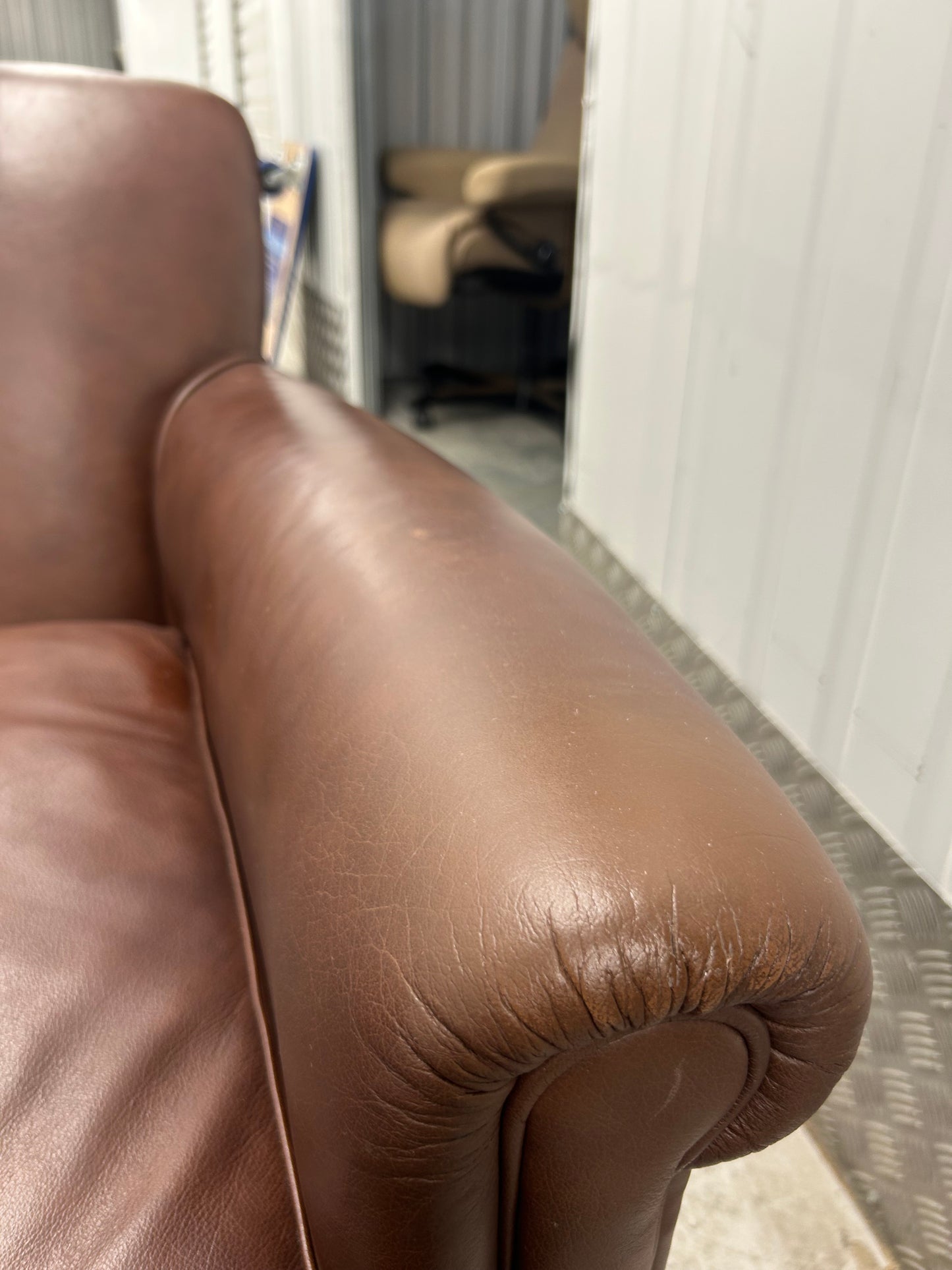 Laura Ashley Burlington Brown Leather Armchair Pre-Loved