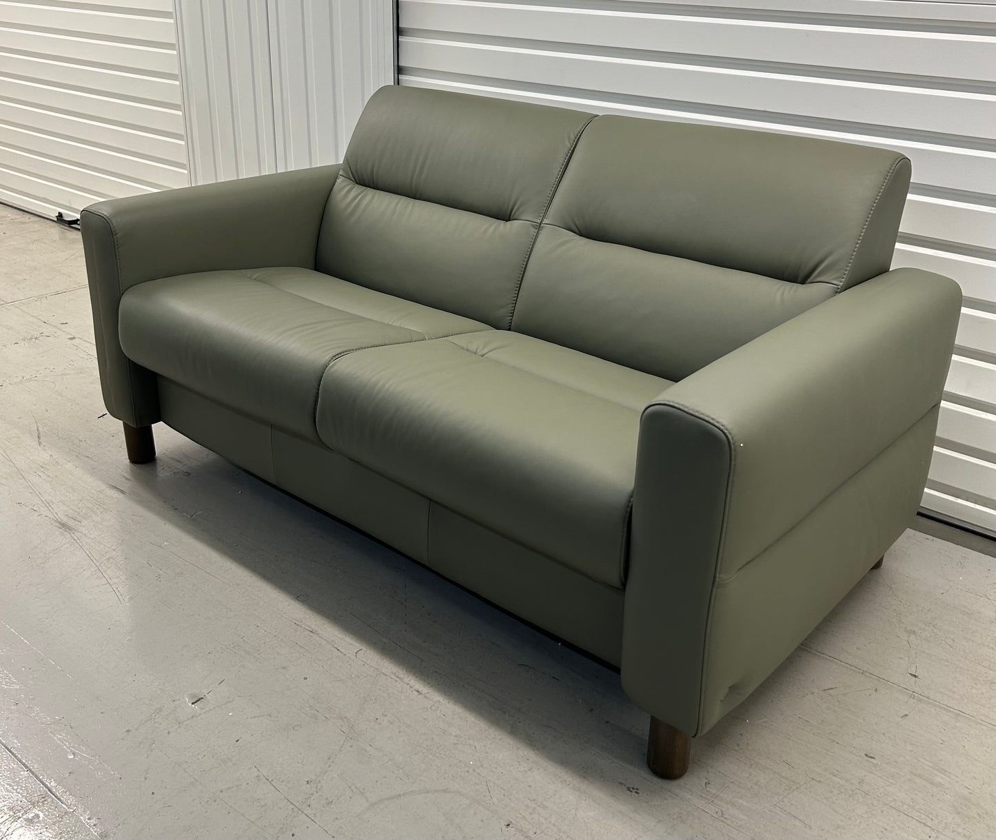 Ekornes Stressless Fiona Shadow Green Paloma Leather 2 Seater Sofa New (Ex Display)