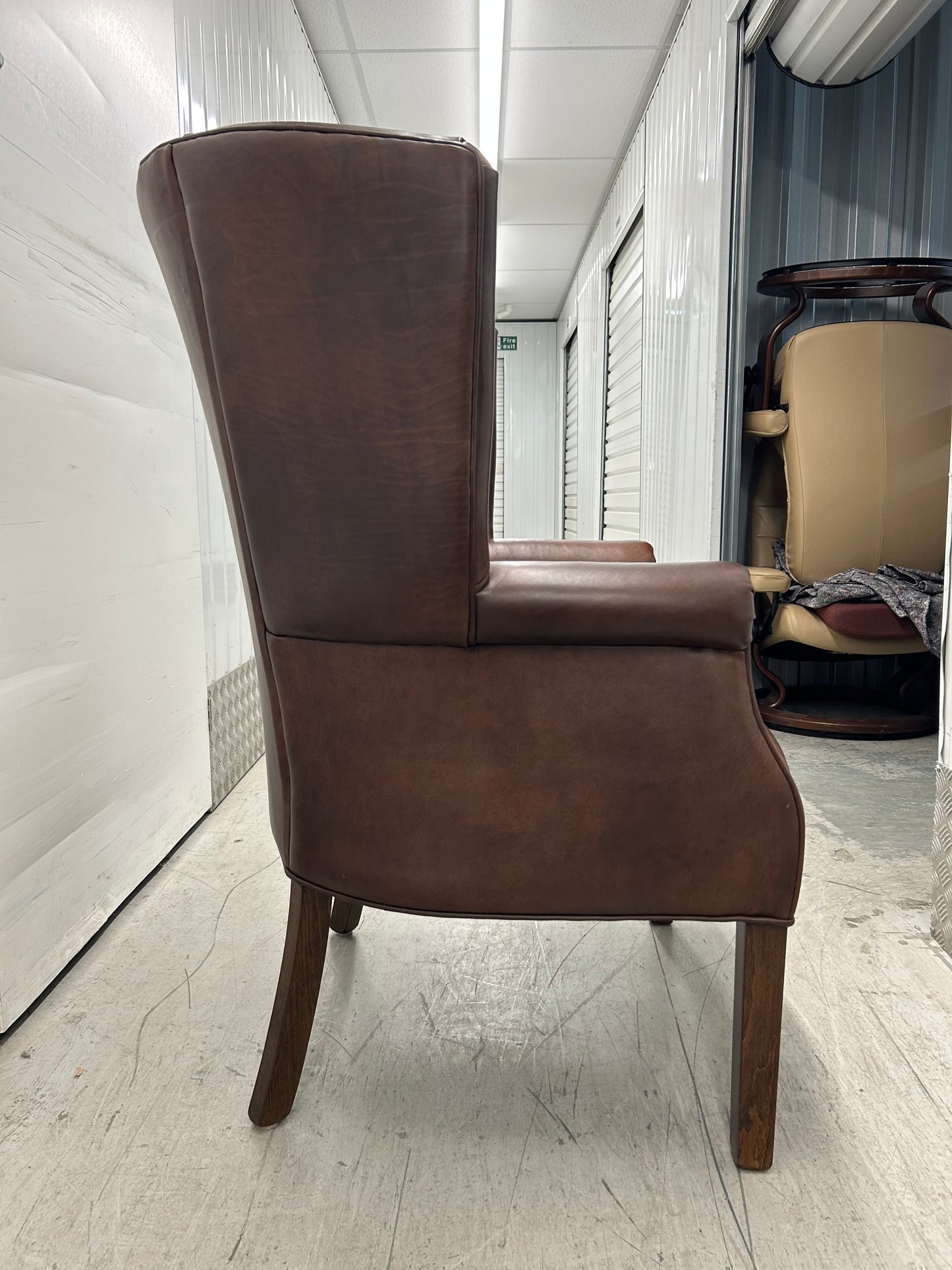 Barrel Back Brown Leather Armchair Pre-Loved