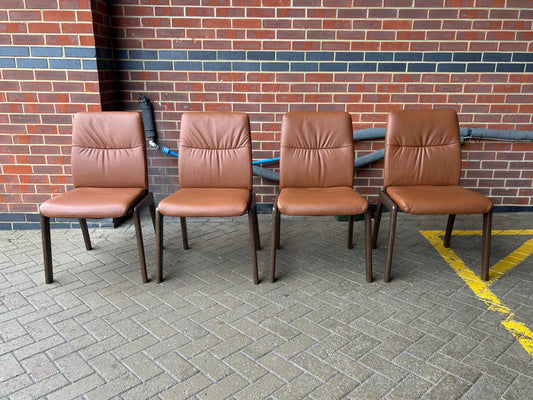Set of 4 Ekornes Stressless Mint Low Back D100 Copper Paloma Leather Dining Chairs NEW