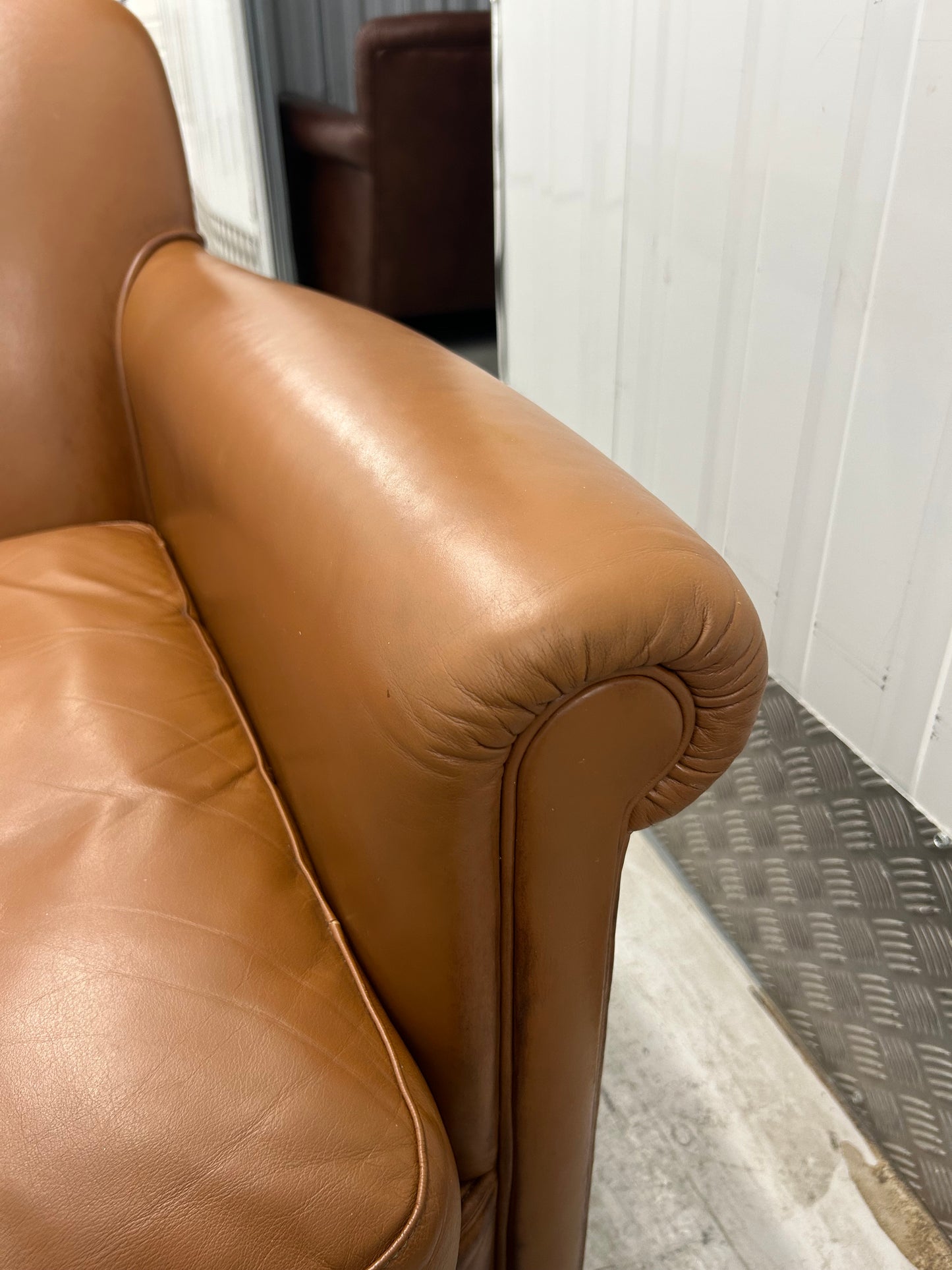 Laura Ashley Burlington Tan Leather Armchair Pre-Loved