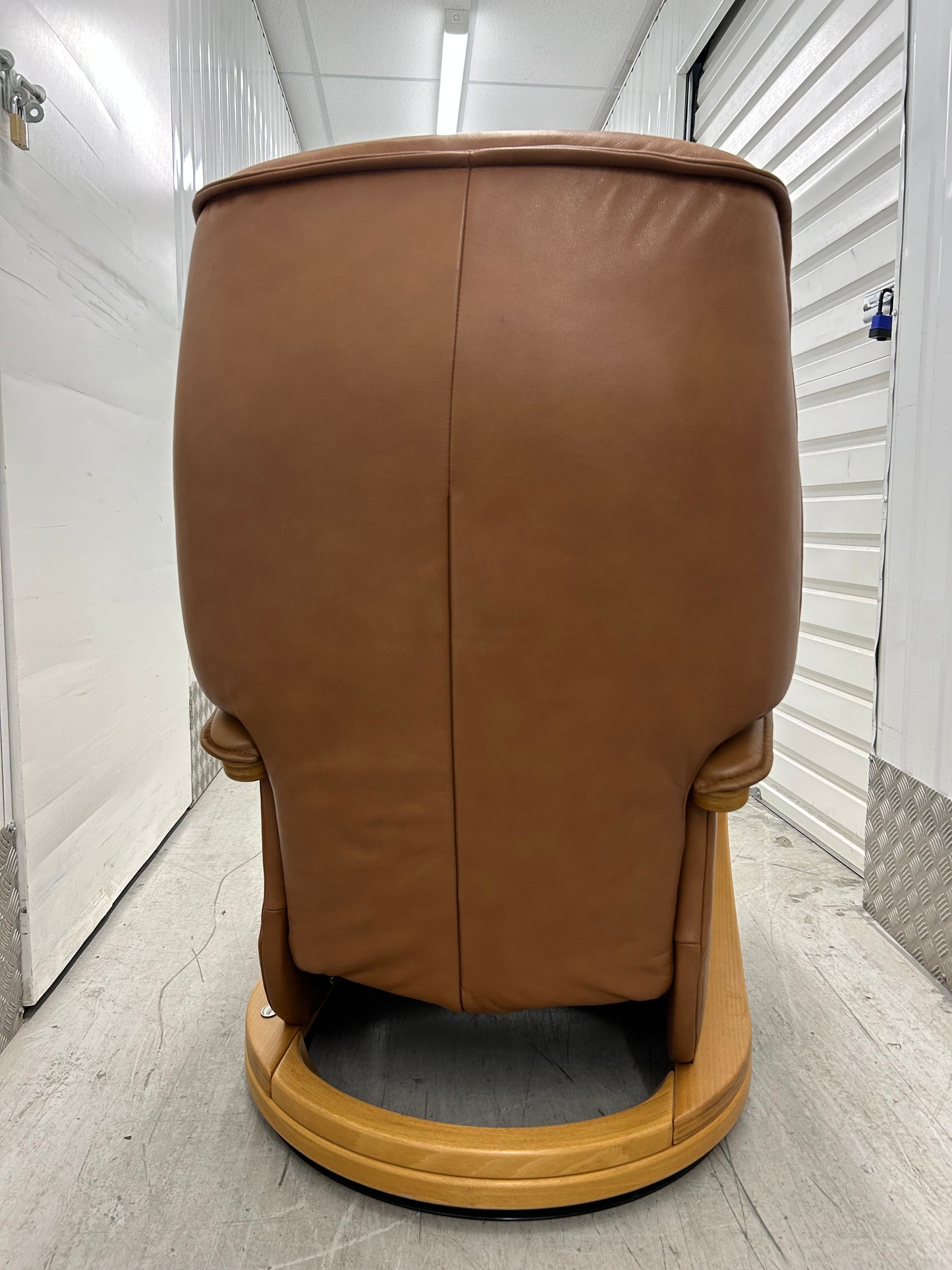 Himolla Mosel Midi Cognac Leather Recline & Swivel Chair Integrated Footrest Pre-Loved