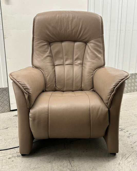 Himolla Rhine Earth Leather Power Recliner Armchair With Integrated Footrest Pre-Loved