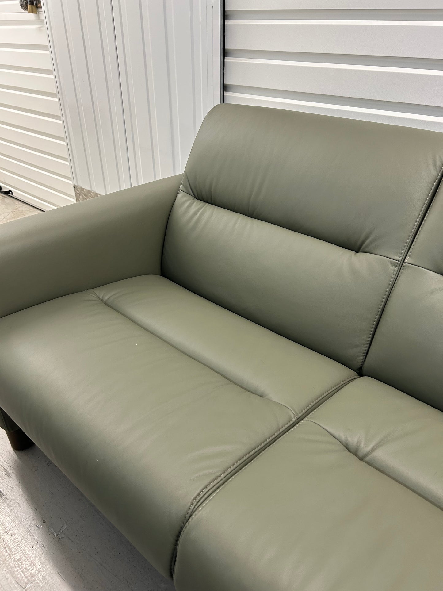 Ekornes Stressless Fiona Shadow Green Paloma Leather 2 Seater Sofa New (Ex Display)