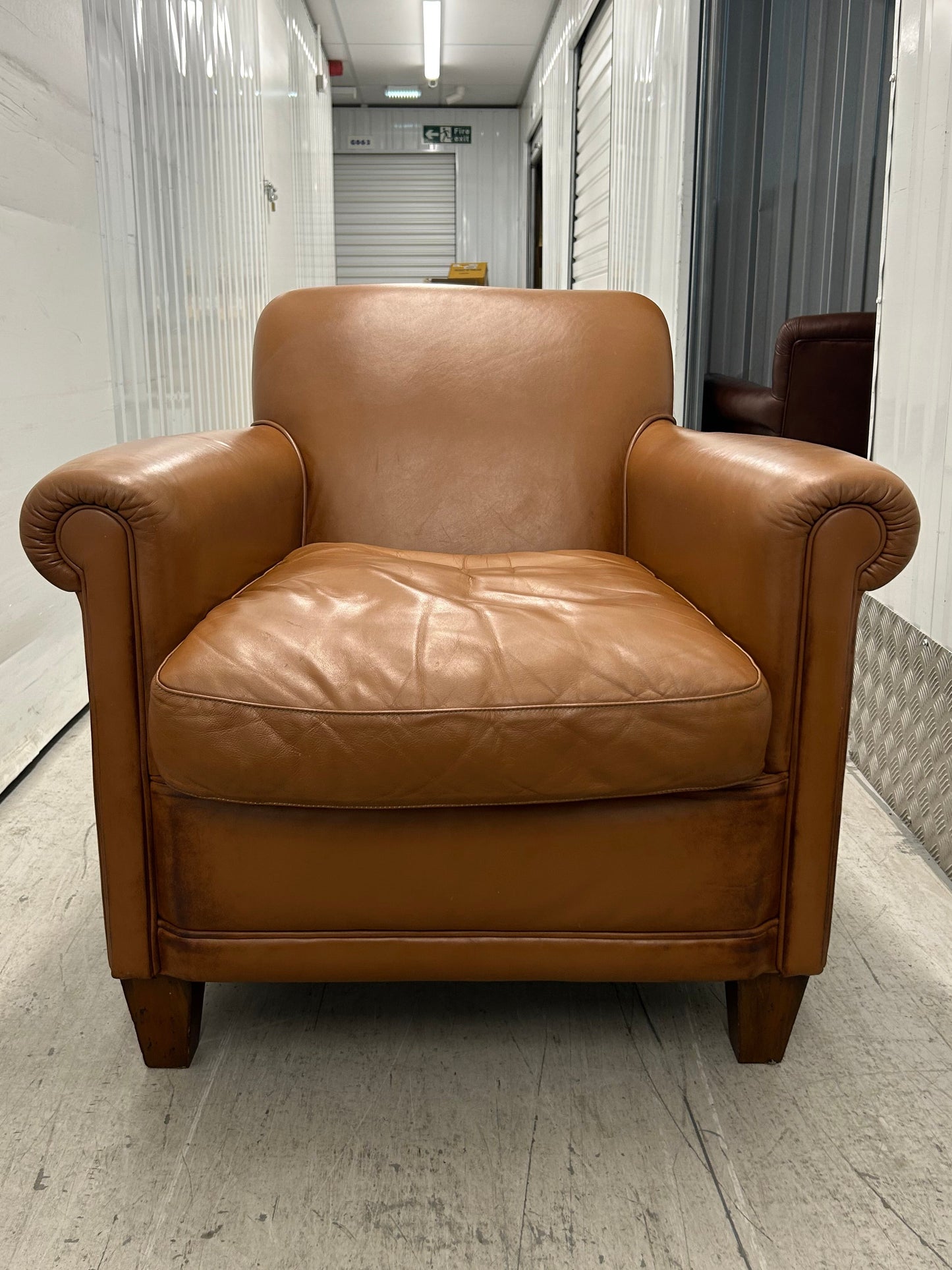 Laura Ashley Burlington Tan Leather Armchair Pre-Loved