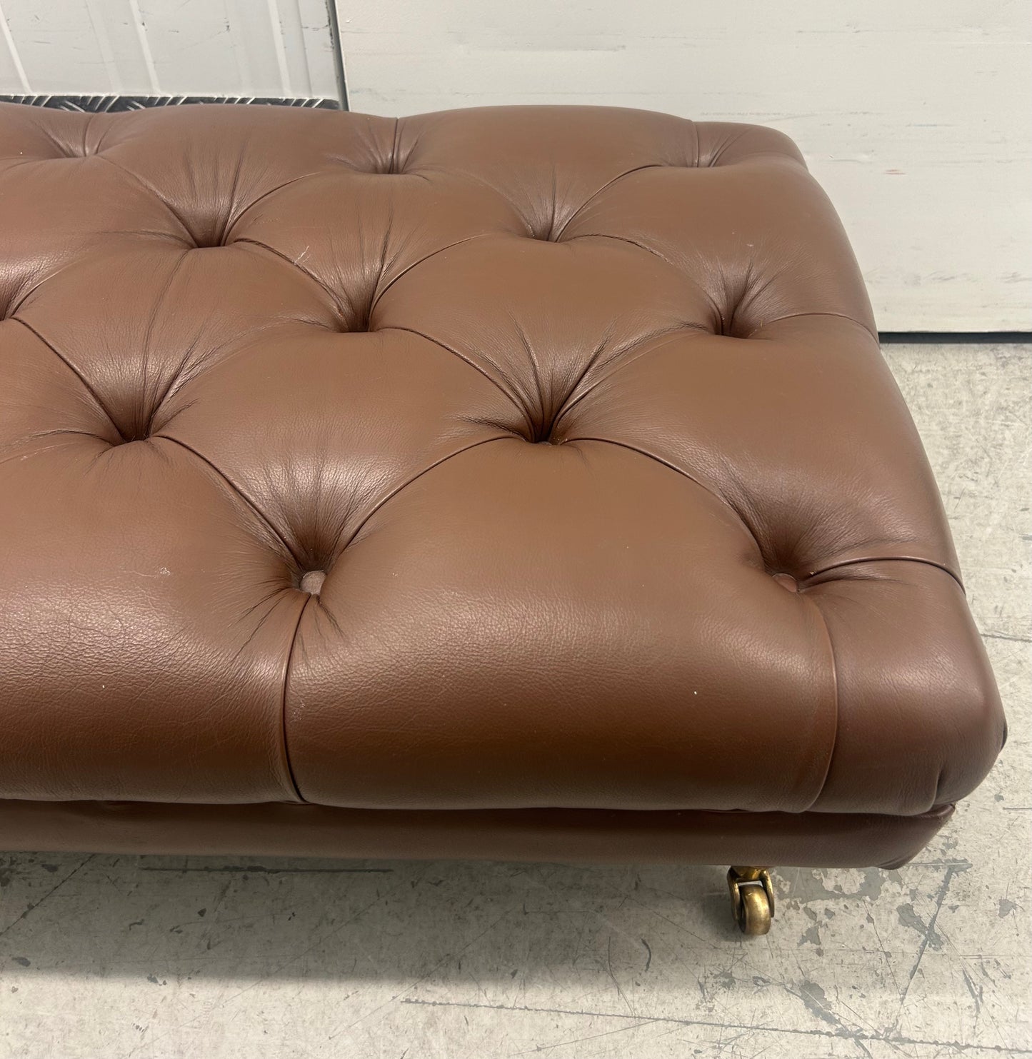 Marks & Spencer Brown Leather Howard Style Armchair & Footstool Pre-Loved