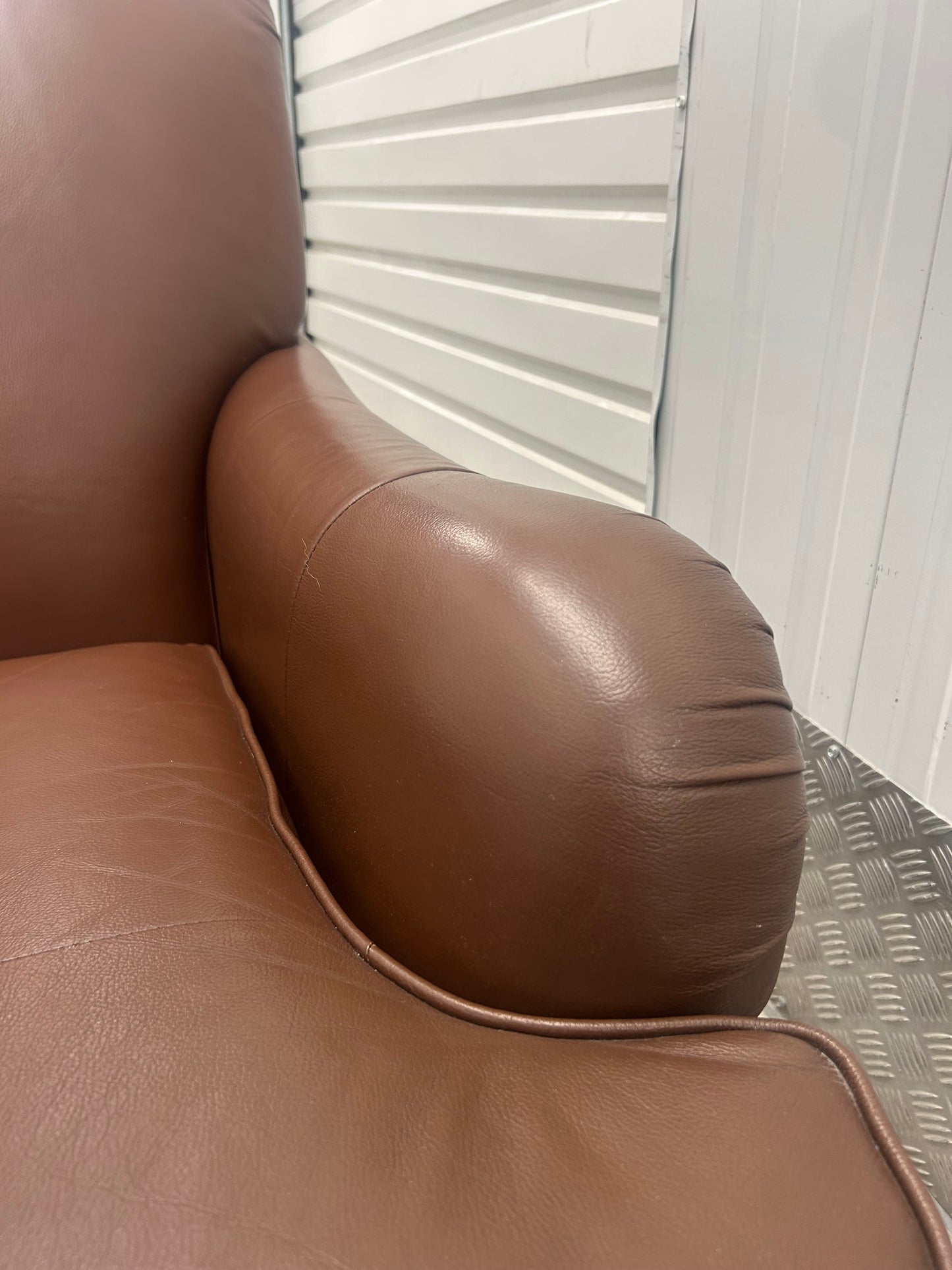 Marks & Spencer Brown Leather Howard Style Armchair & Footstool Pre-Loved
