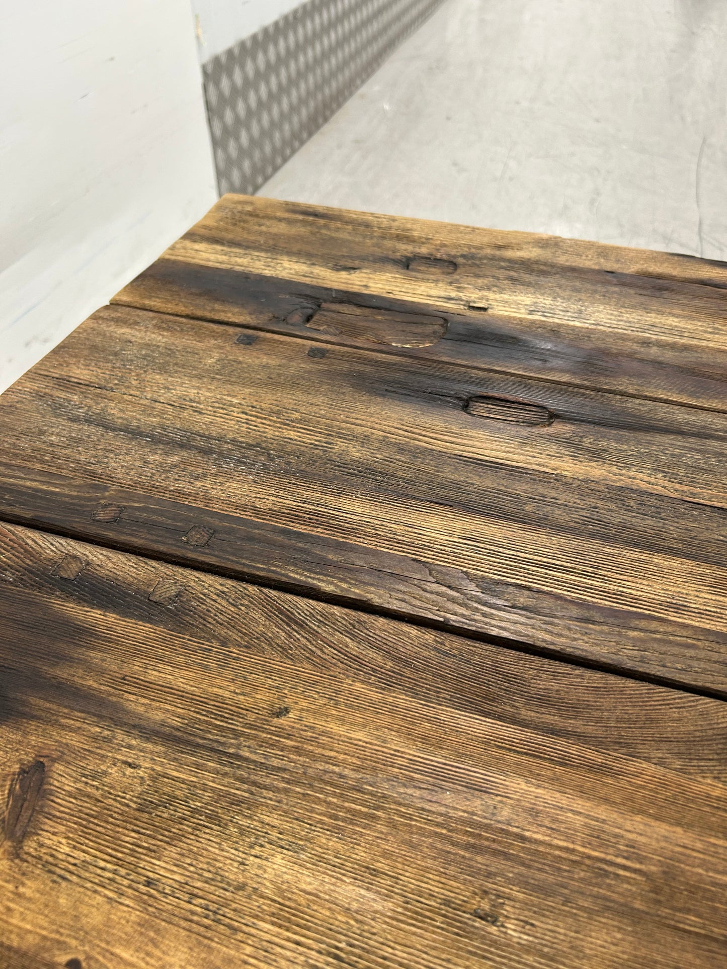 Timothy Oulton Reclaimed Wood & Industrial Metal Frame Axel Side Table