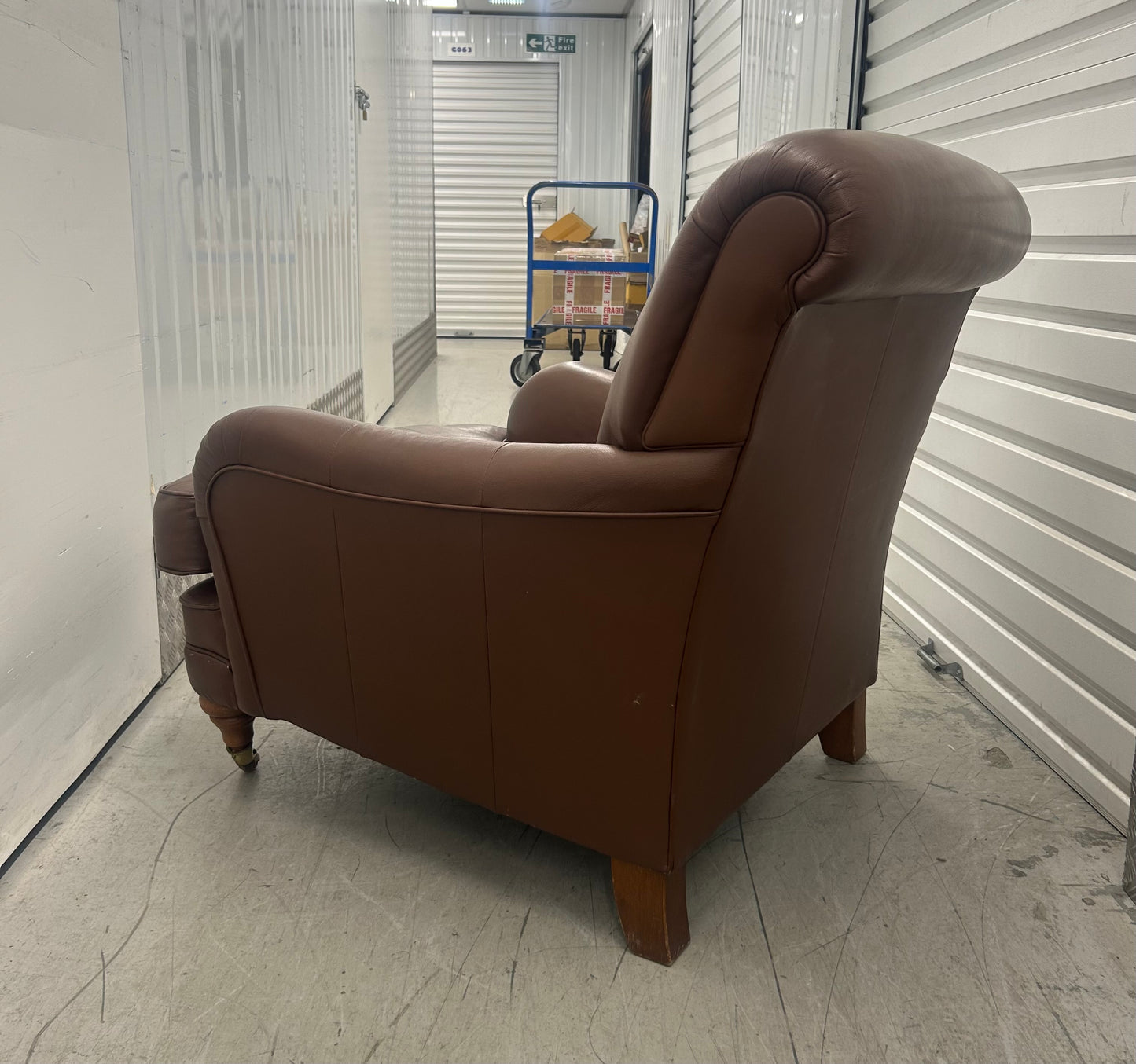 Marks & Spencer Brown Leather Howard Style Armchair & Footstool Pre-Loved